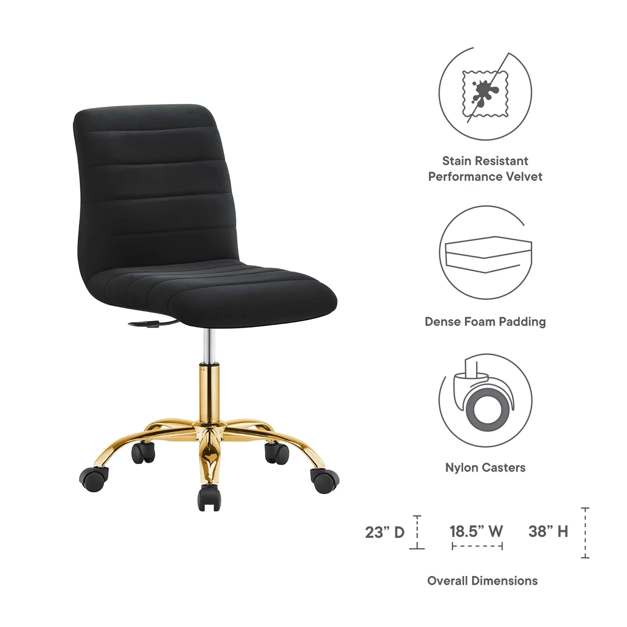 Ripple Armless Performance Velvet Office Chair - Image 9