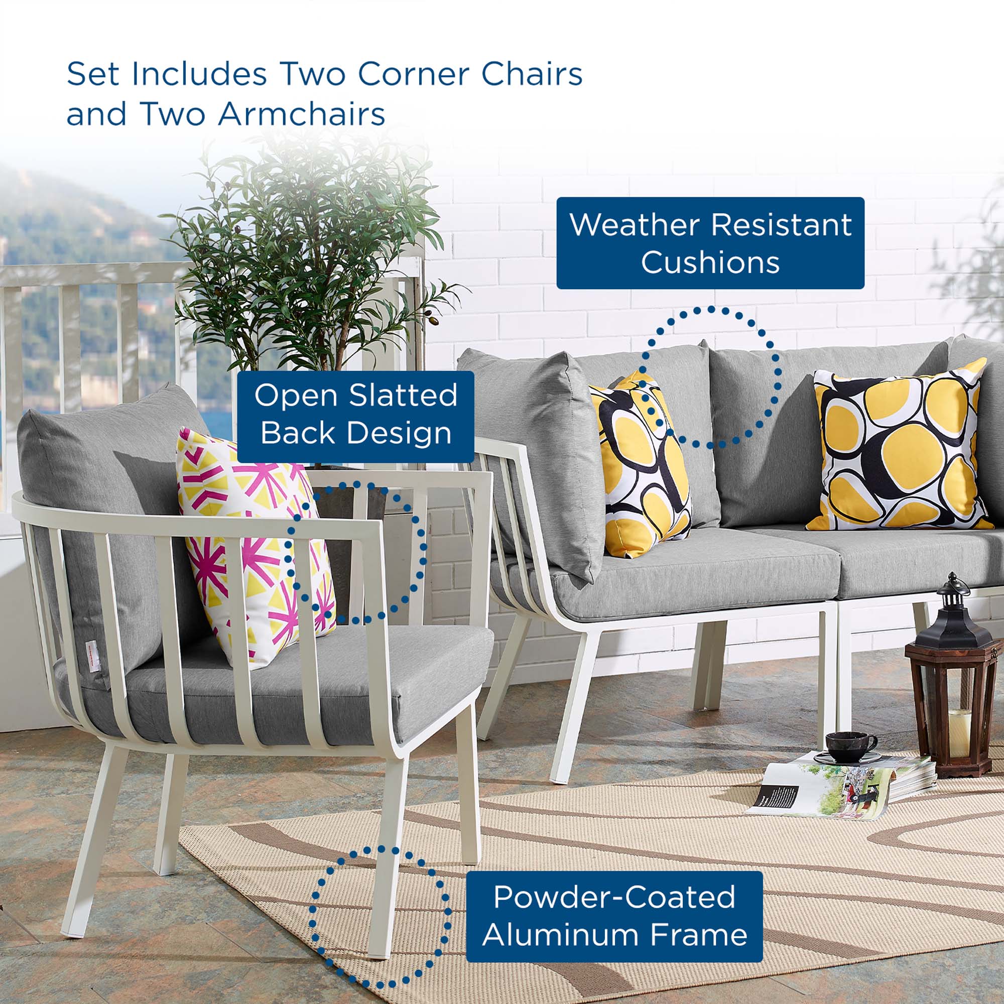 Riverside 4 Piece Outdoor Patio Aluminum Set - Image 51