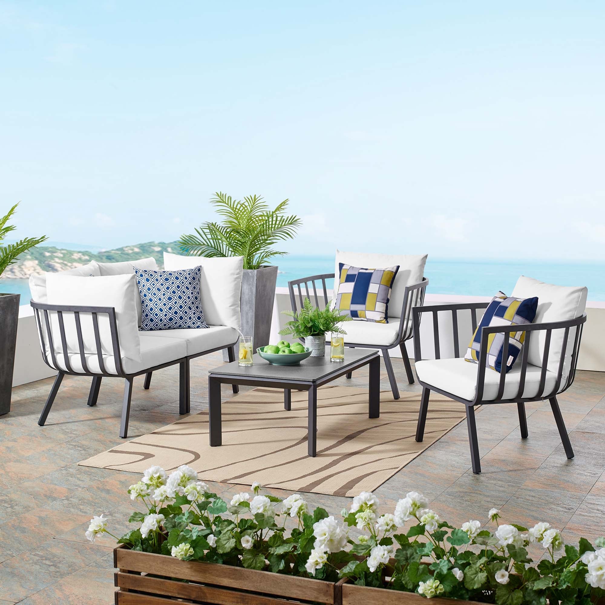 Riverside 5 Piece Outdoor Patio Aluminum Set - Image 2