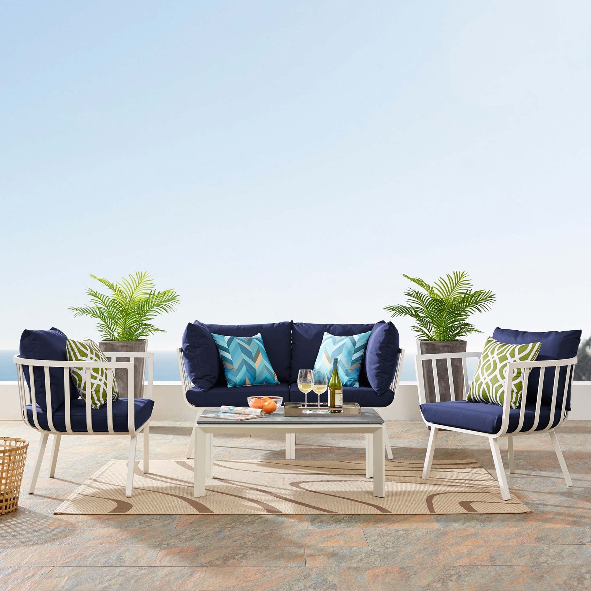 Riverside 5 Piece Outdoor Patio Aluminum Set - Image 48