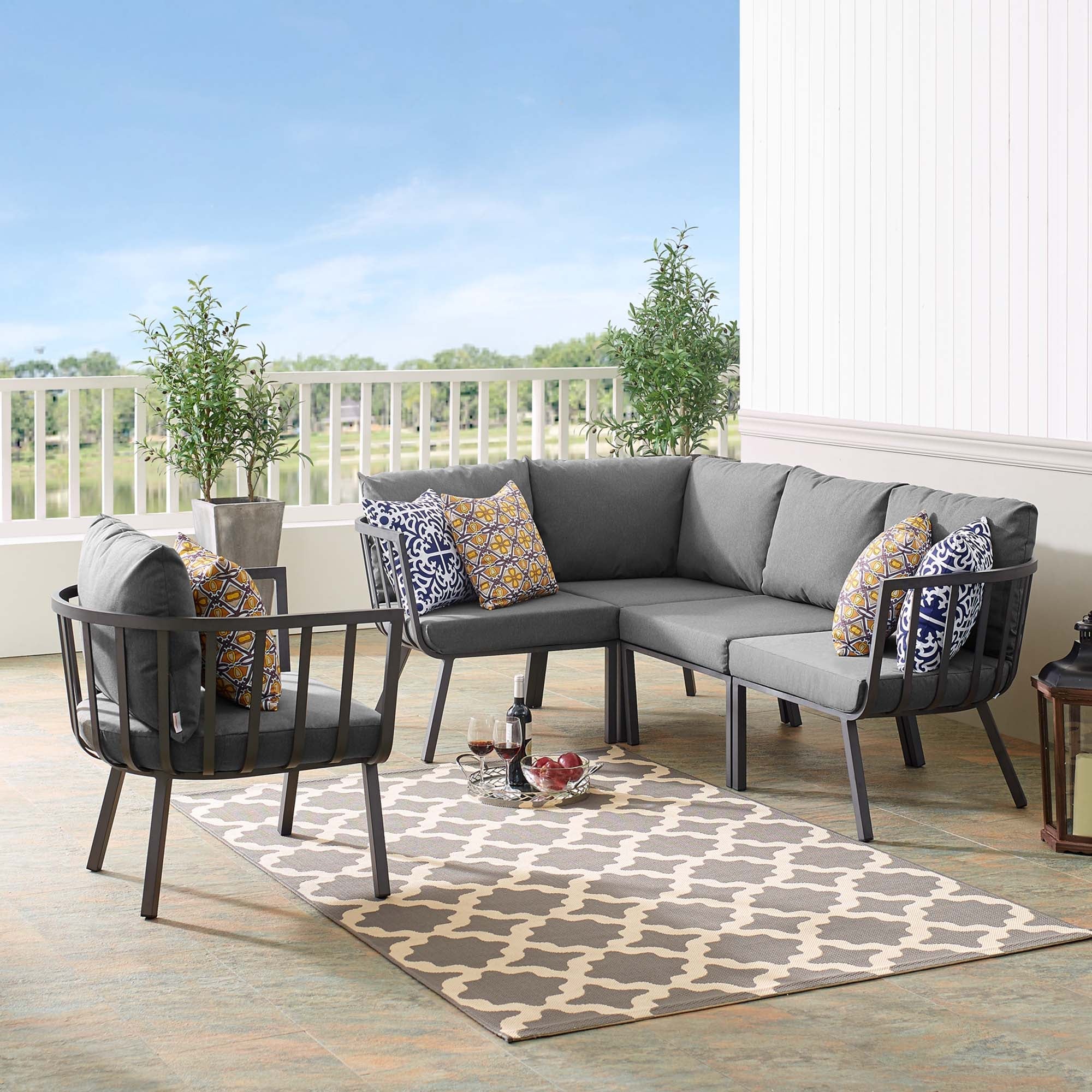 Riverside 5 Piece Outdoor Patio Aluminum Set - Image 20