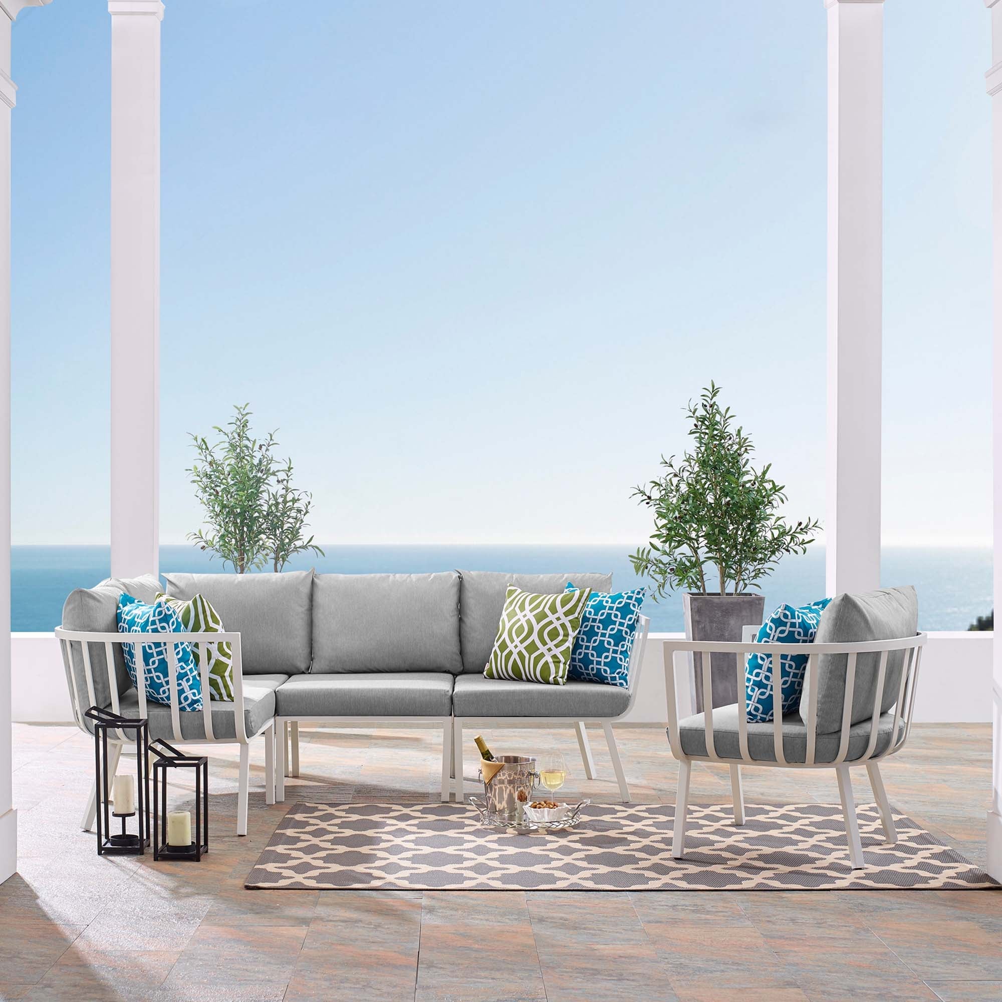 Riverside 5 Piece Outdoor Patio Aluminum Set - Image 38