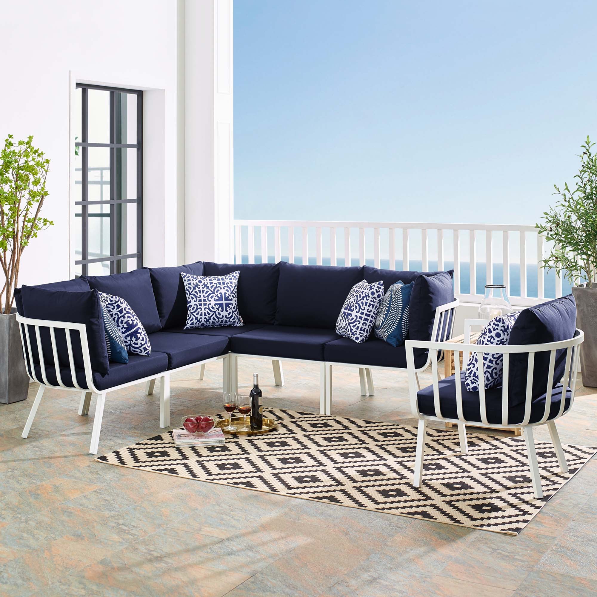 Riverside 6 Piece Outdoor Patio Aluminum Set - Image 2