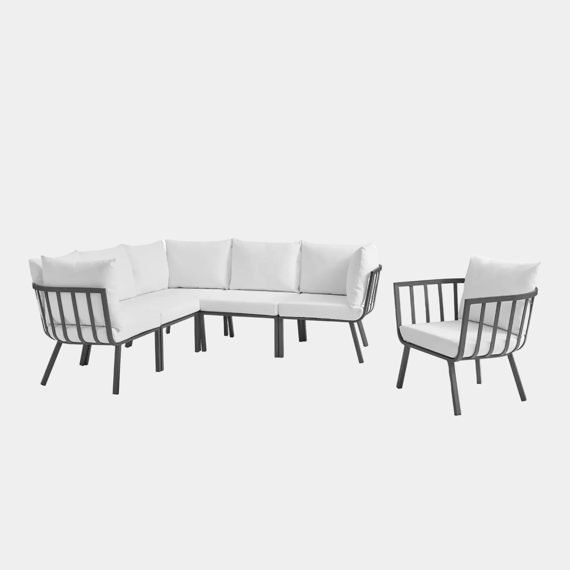 Riverside 6 Piece Outdoor Patio Aluminum Set - Image 37