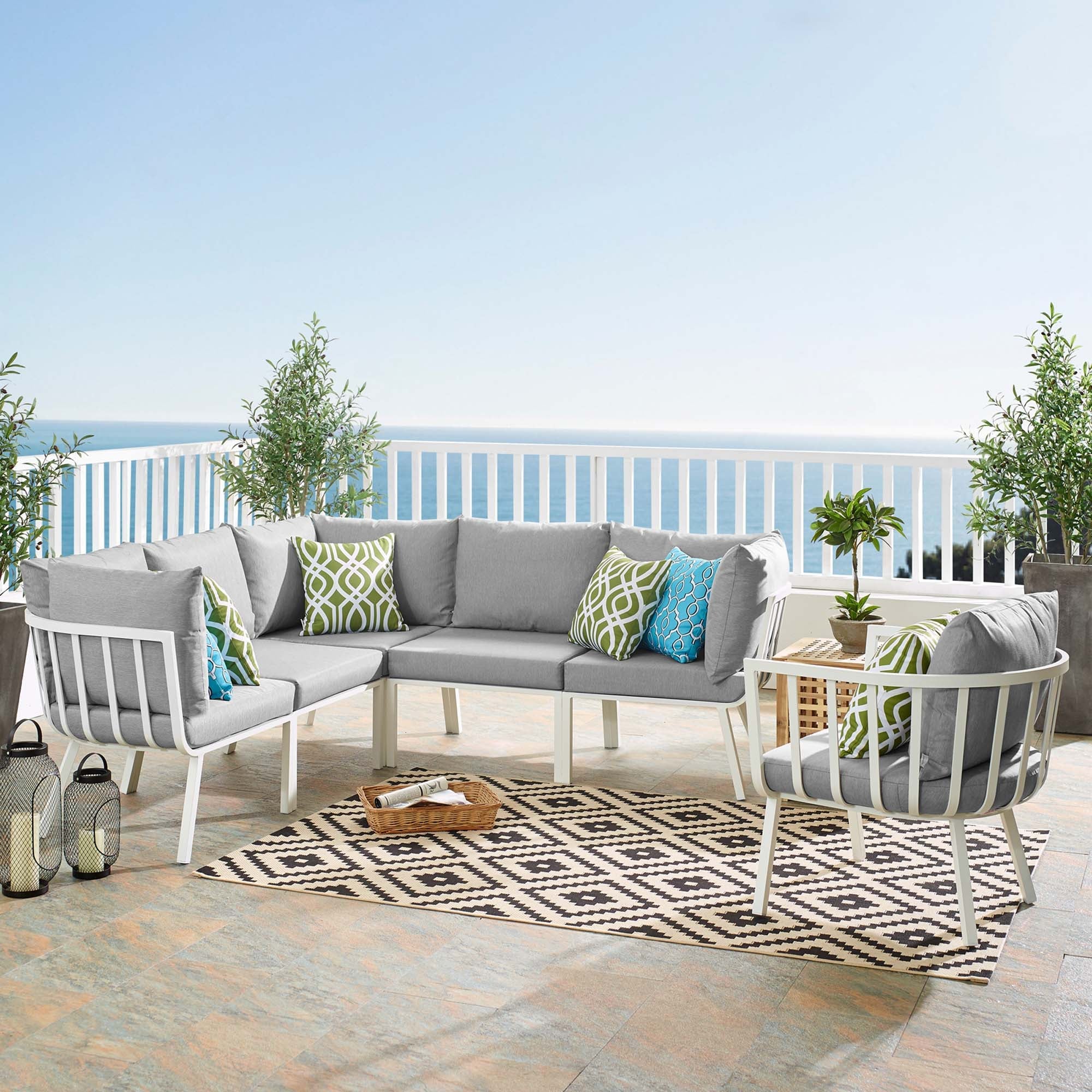 Riverside 6 Piece Outdoor Patio Aluminum Set - Image 56