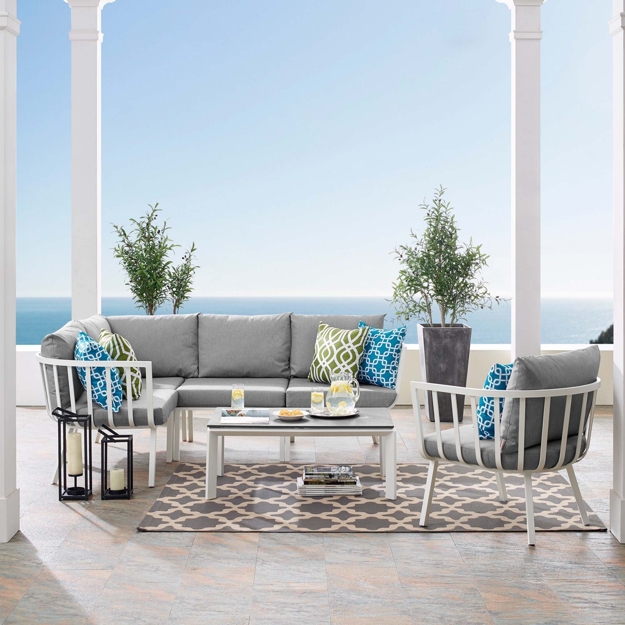 Riverside 6 Piece Outdoor Patio Aluminum Set - Image 39