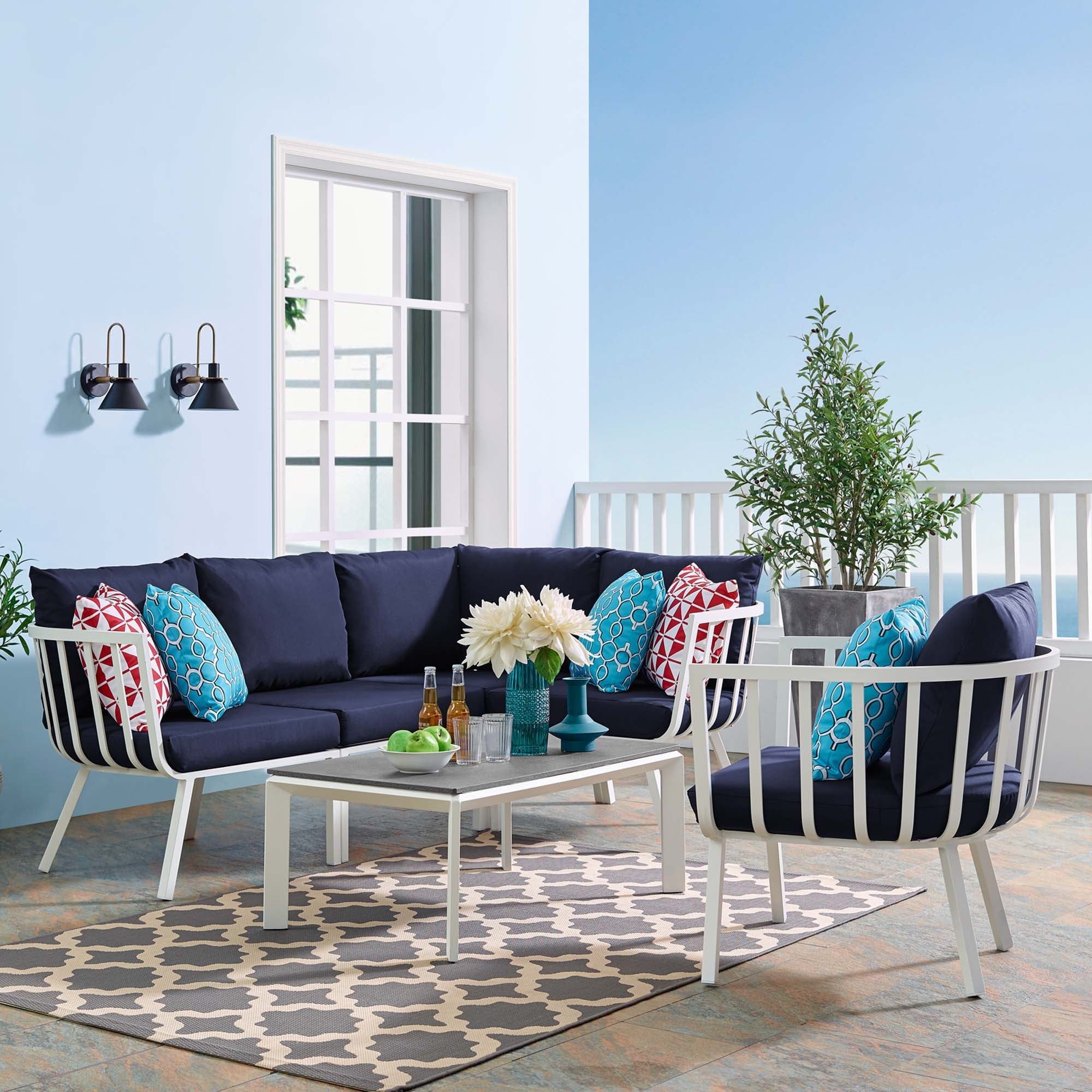 Riverside 6 Piece Outdoor Patio Aluminum Set - Image 58