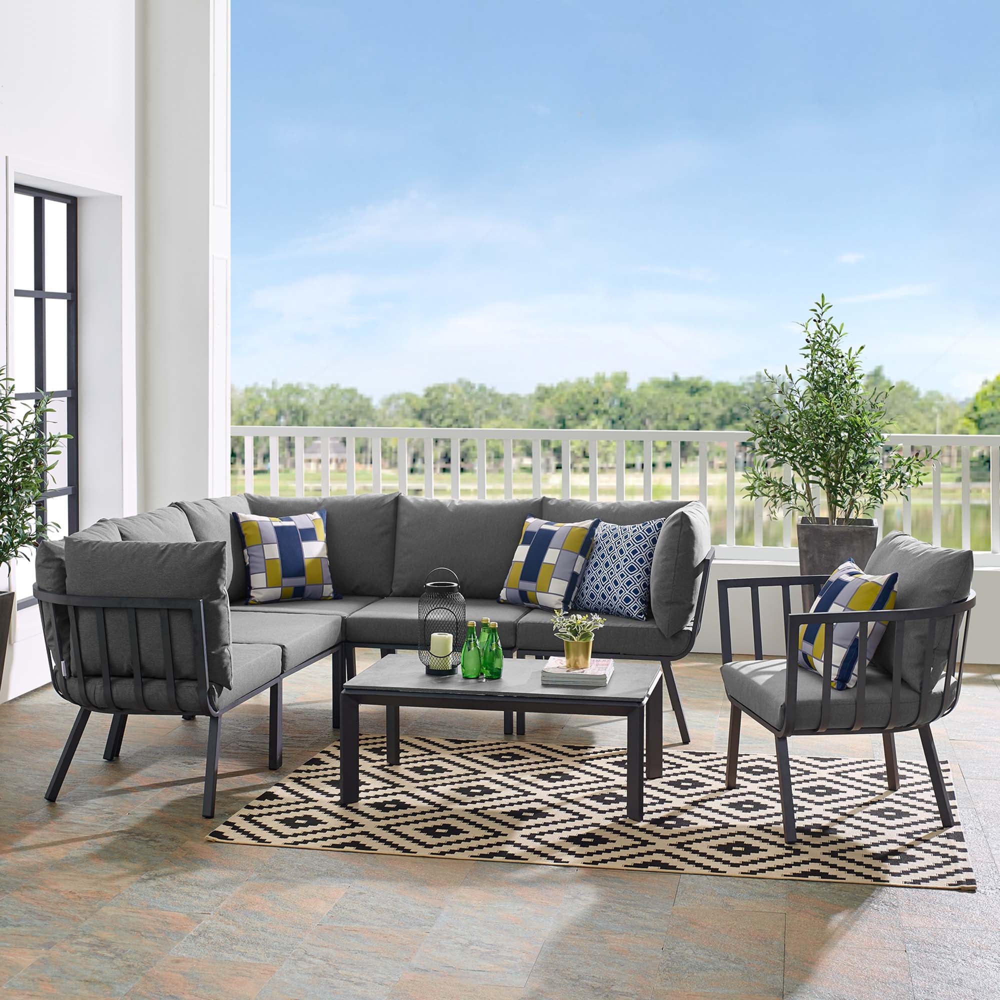 Riverside 7 Piece Outdoor Patio Aluminum Set - Image 20