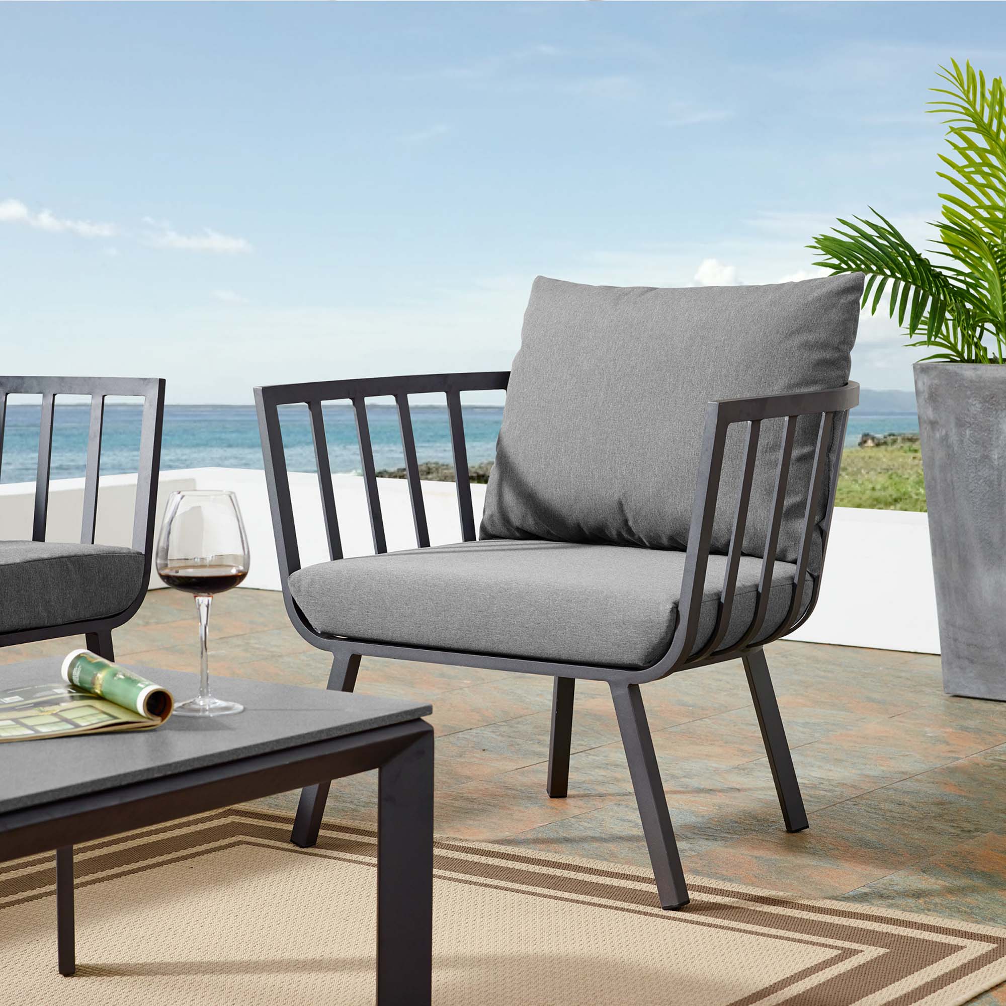 Riverside Outdoor Patio Aluminum Armchair - Image 2