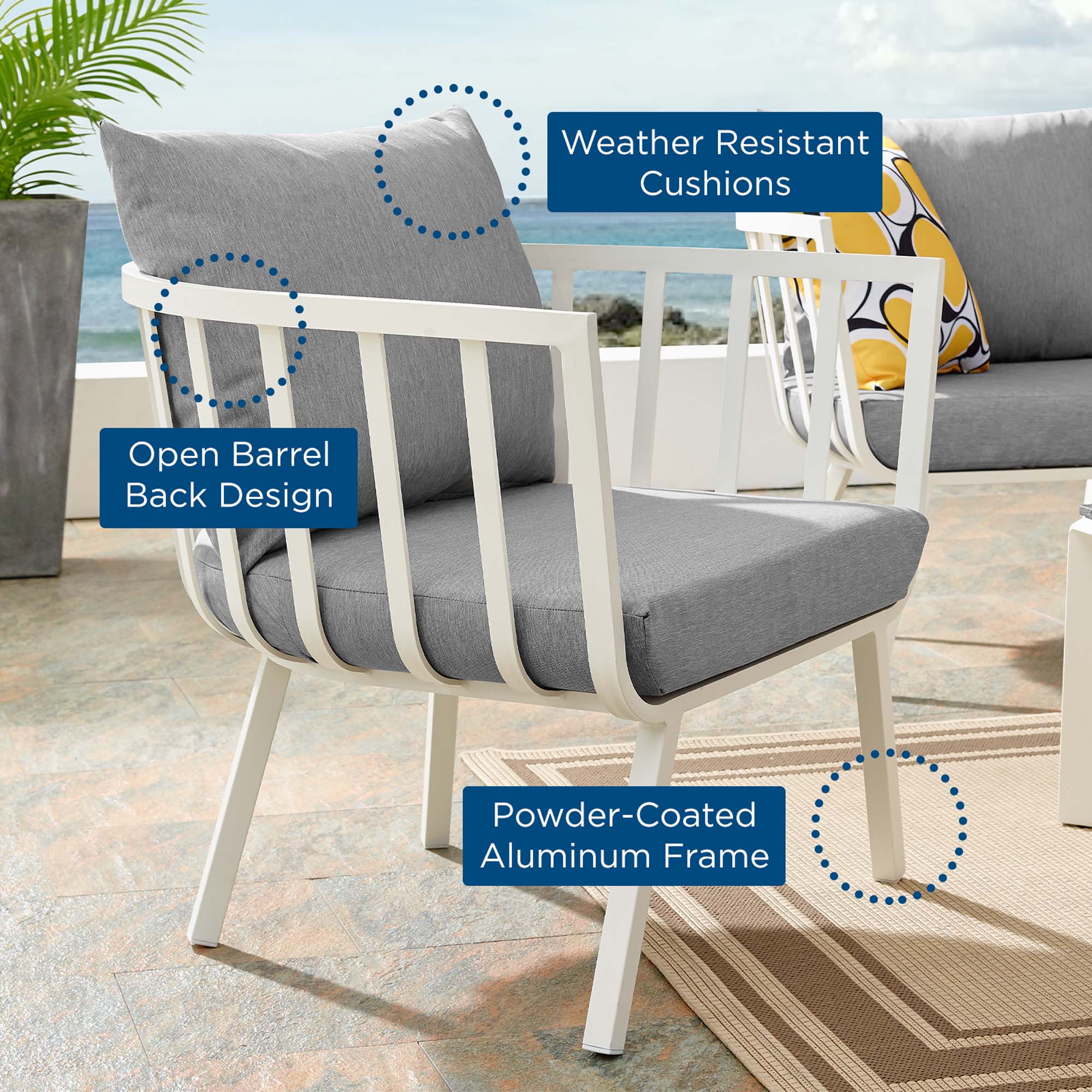 Riverside Outdoor Patio Aluminum Armchair - Image 21