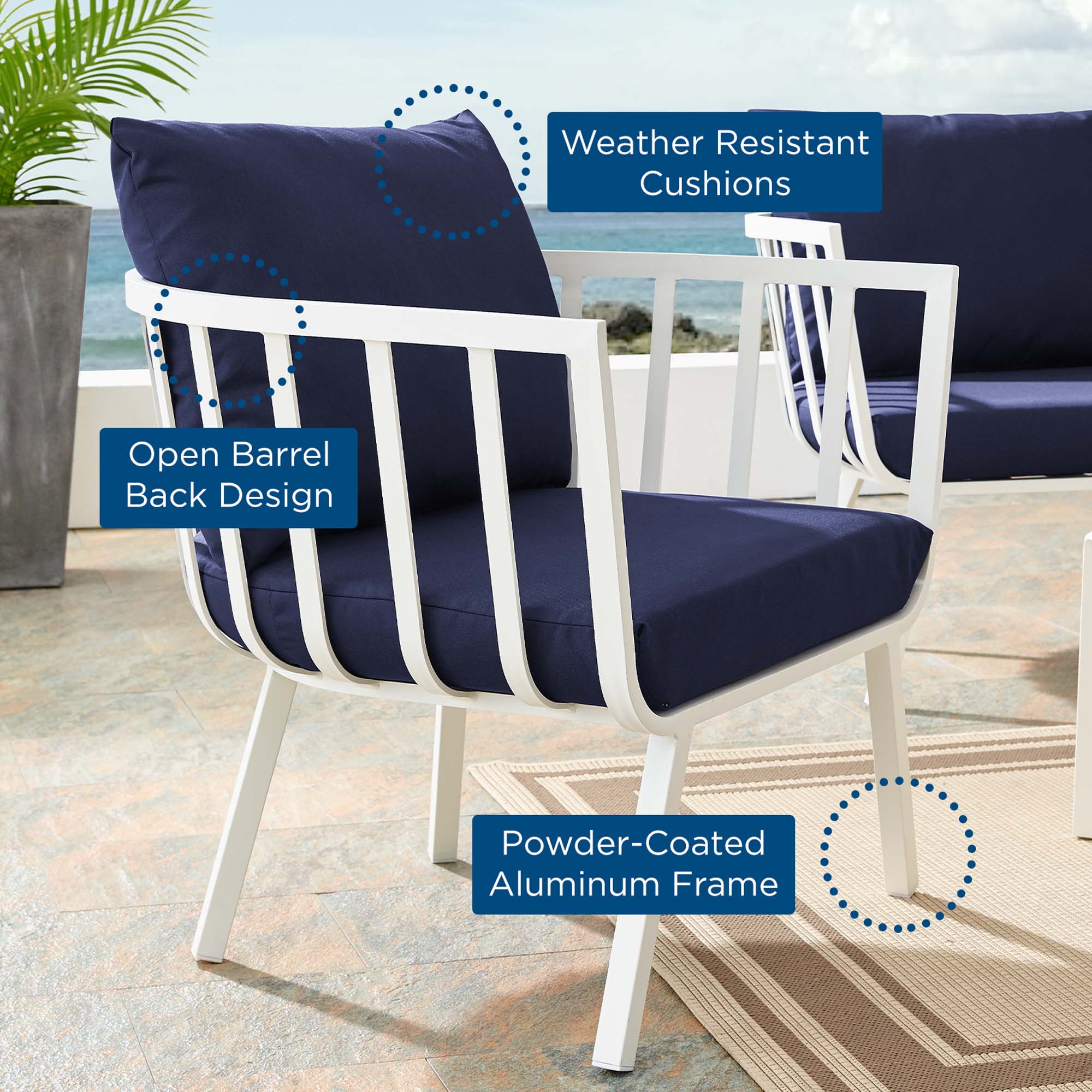 Riverside Outdoor Patio Aluminum Armchair - Image 28
