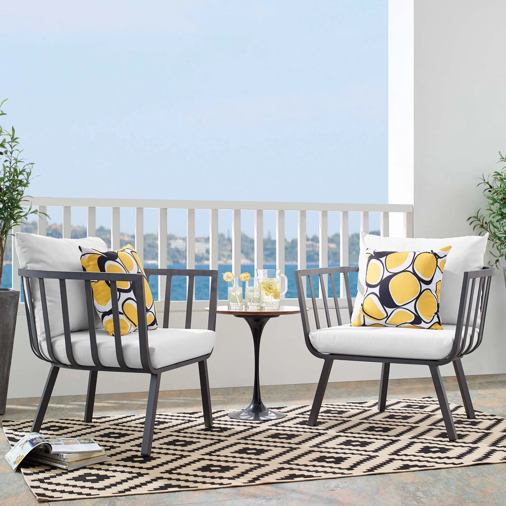 Riverside Outdoor Patio Aluminum Armchair Set of 2 - Image 10