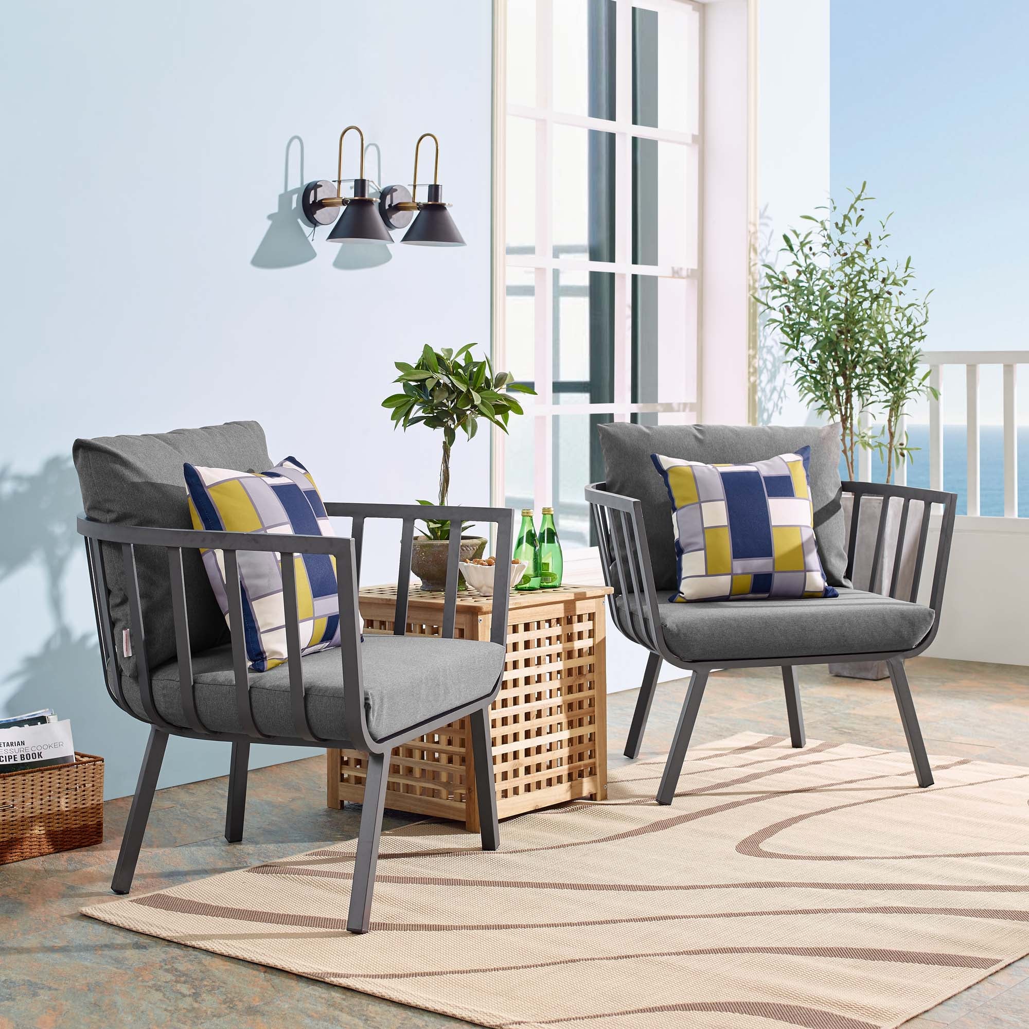 Riverside Outdoor Patio Aluminum Armchair Set of 2 - Image 2