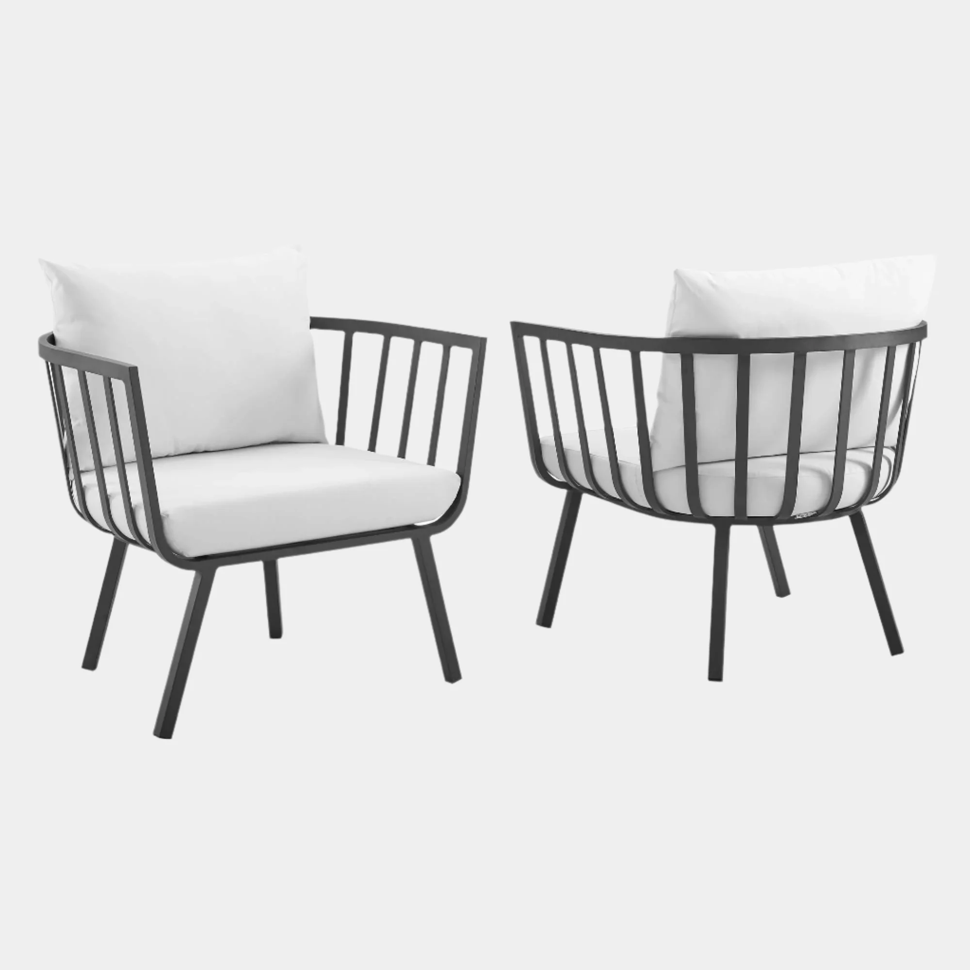 Riverside Outdoor Patio Aluminum Armchair Set of 2 - Image 9