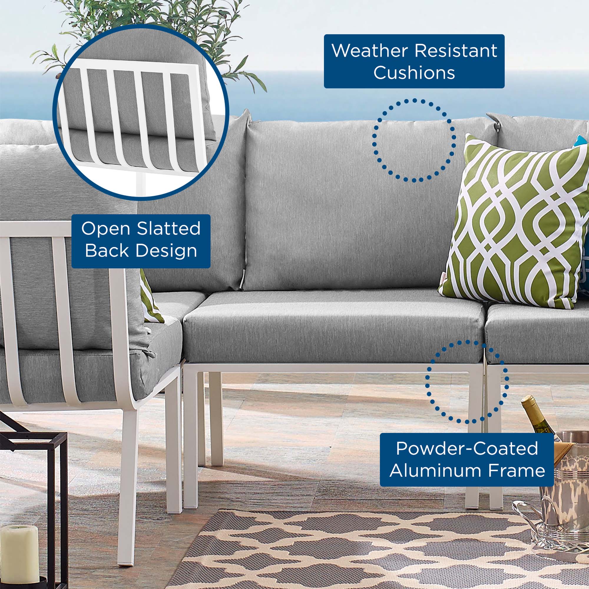 Riverside Outdoor Patio Aluminum Armless Chair - Image 21