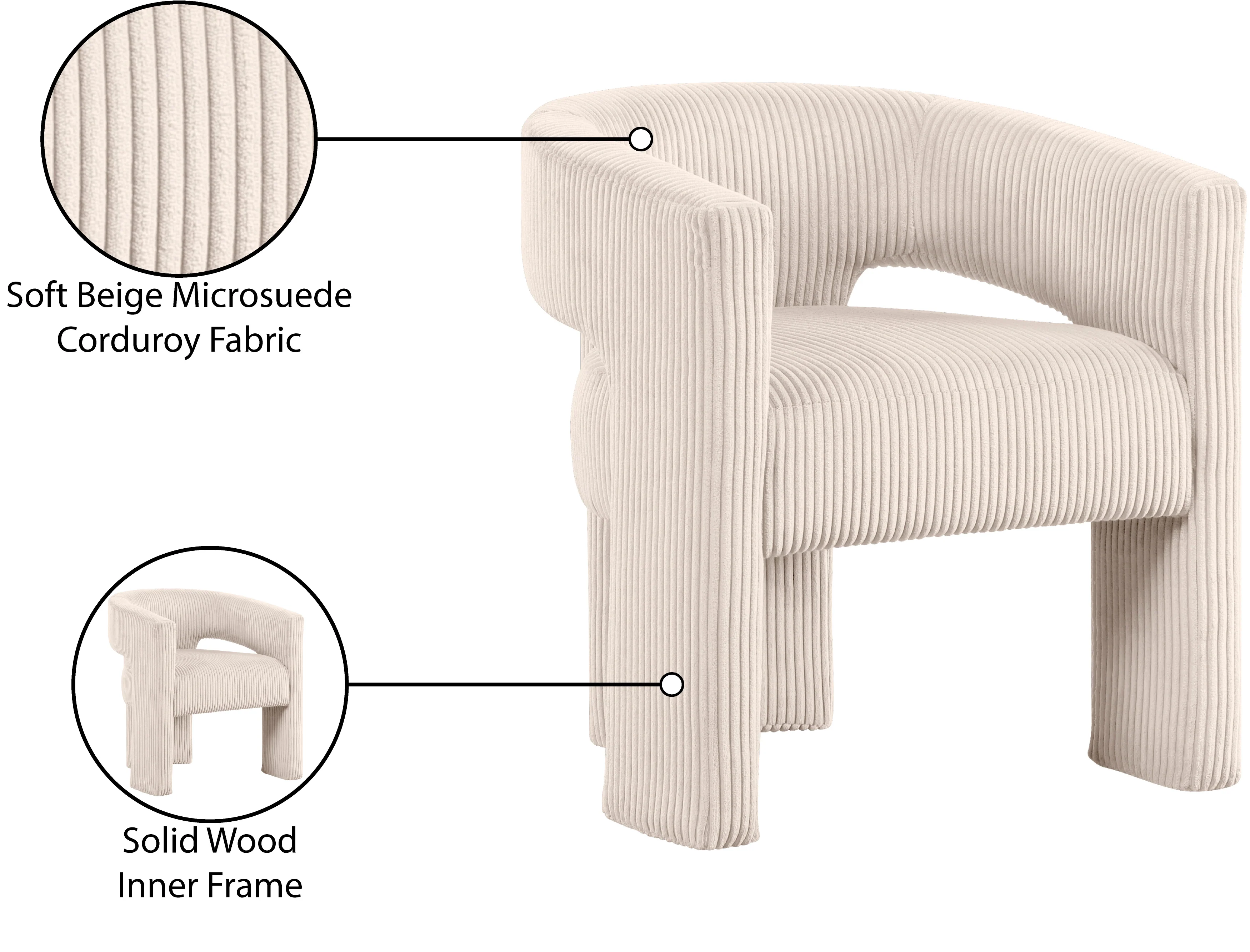 Riz Corduroy Upholstered Accent Chair / Dining Chair - Image 45