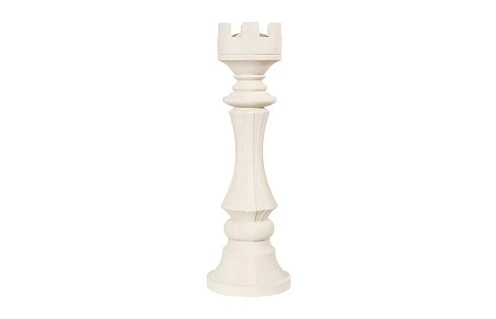 Rook Chess Sculpture, Cast Stone White - Image 2