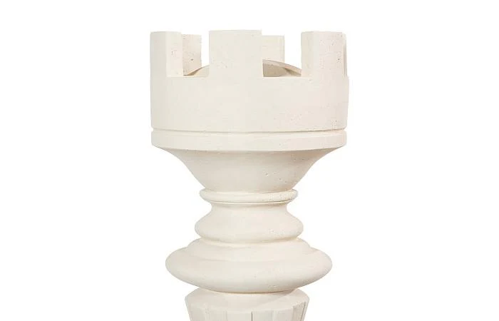 Rook Chess Sculpture, Cast Stone White - Image 3