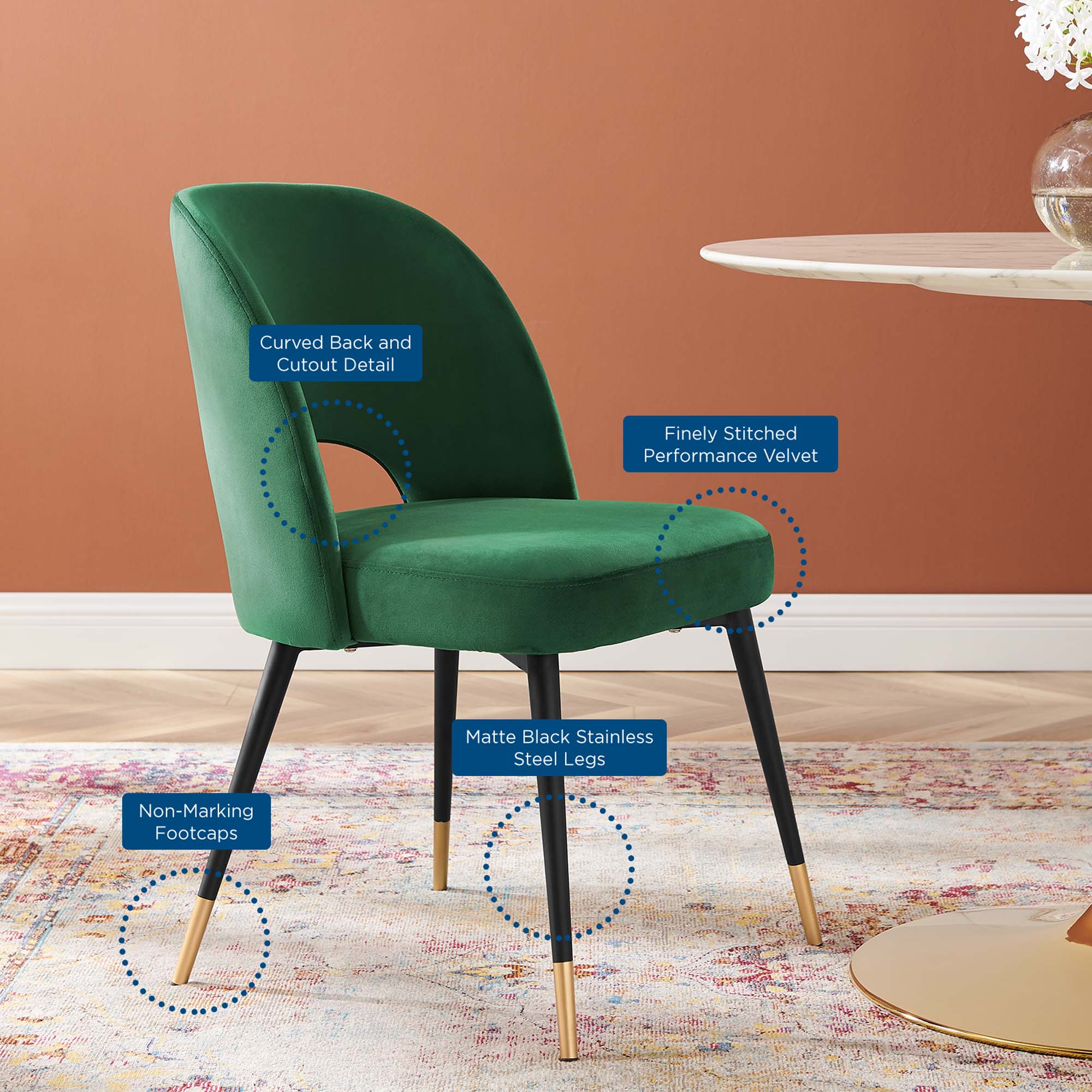 Rouse Performance Velvet Dining Side Chairs - Set of 2 - Image 8
