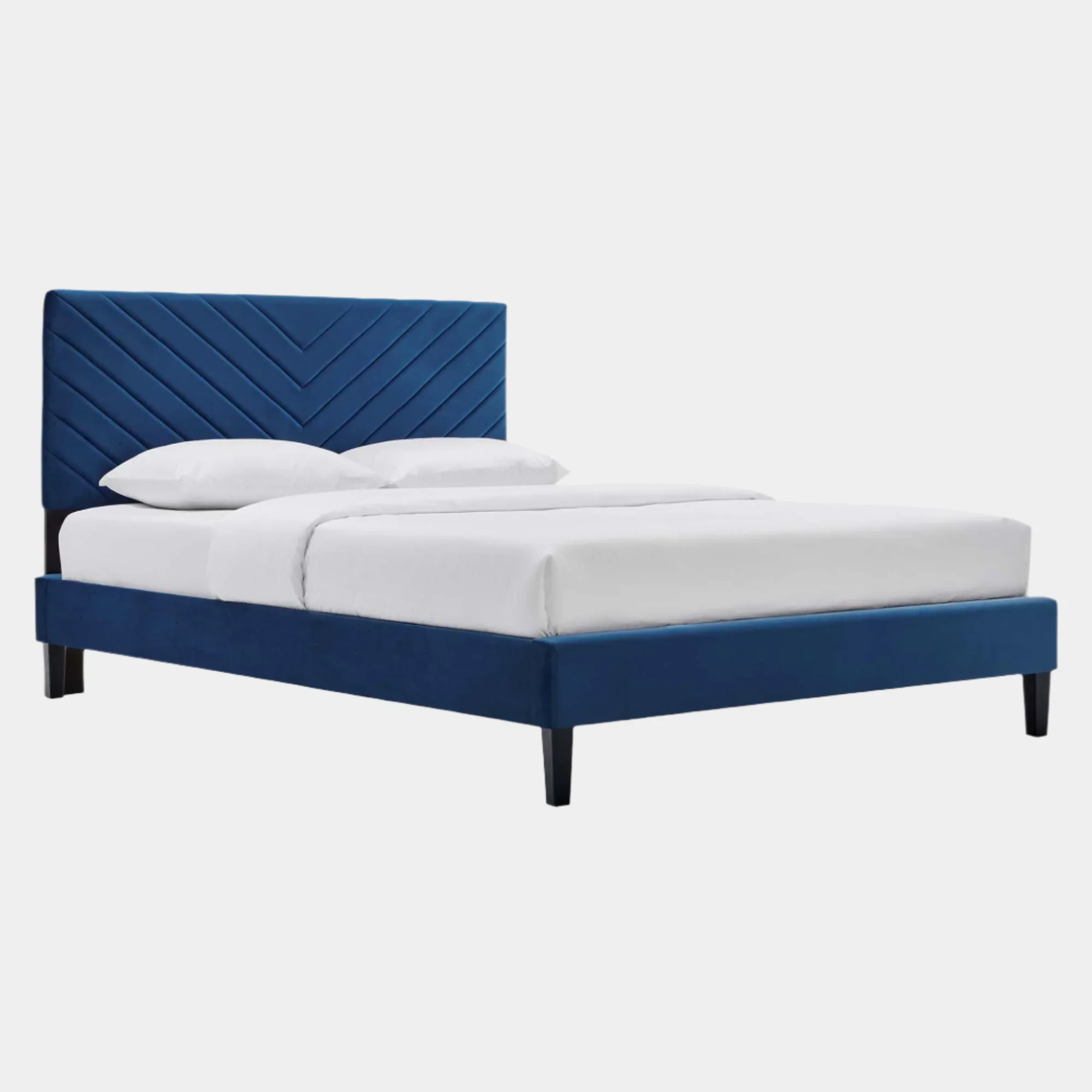 Roxanne Performance Velvet Platform Bed With Black Wood Legs - Image 15