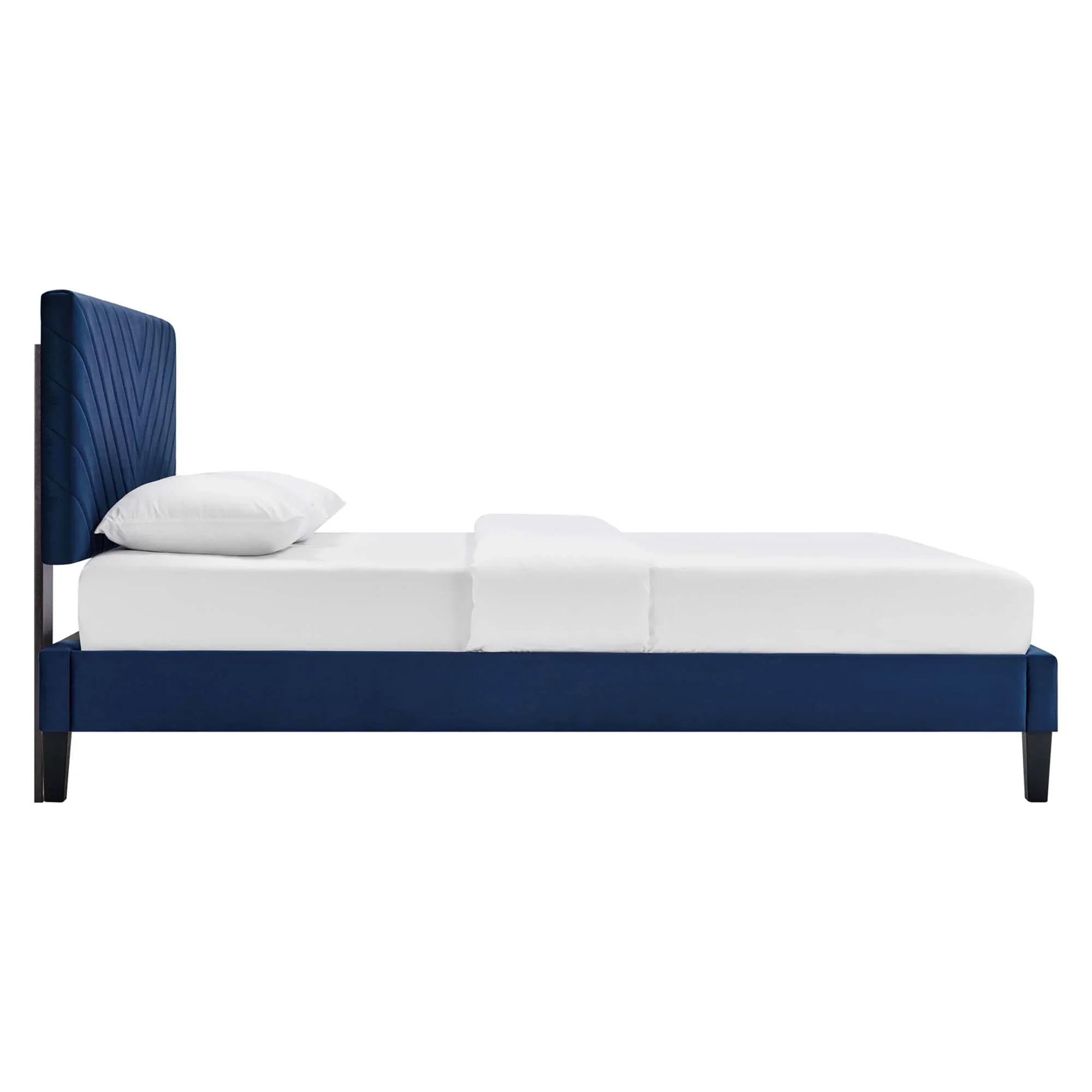 Roxanne Performance Velvet Platform Bed With Black Wood Legs - Image 16