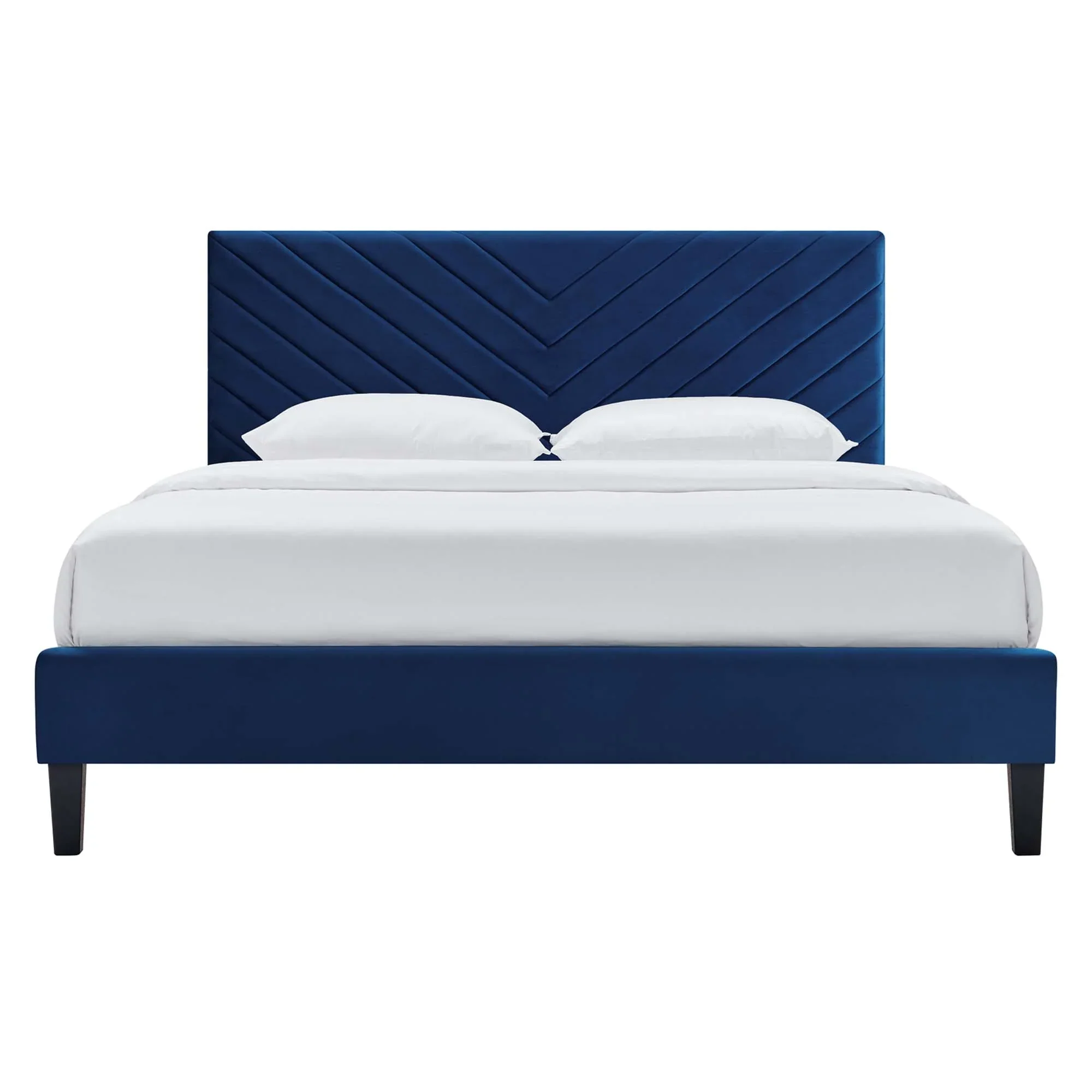 Roxanne Performance Velvet Platform Bed With Black Wood Legs - Image 17
