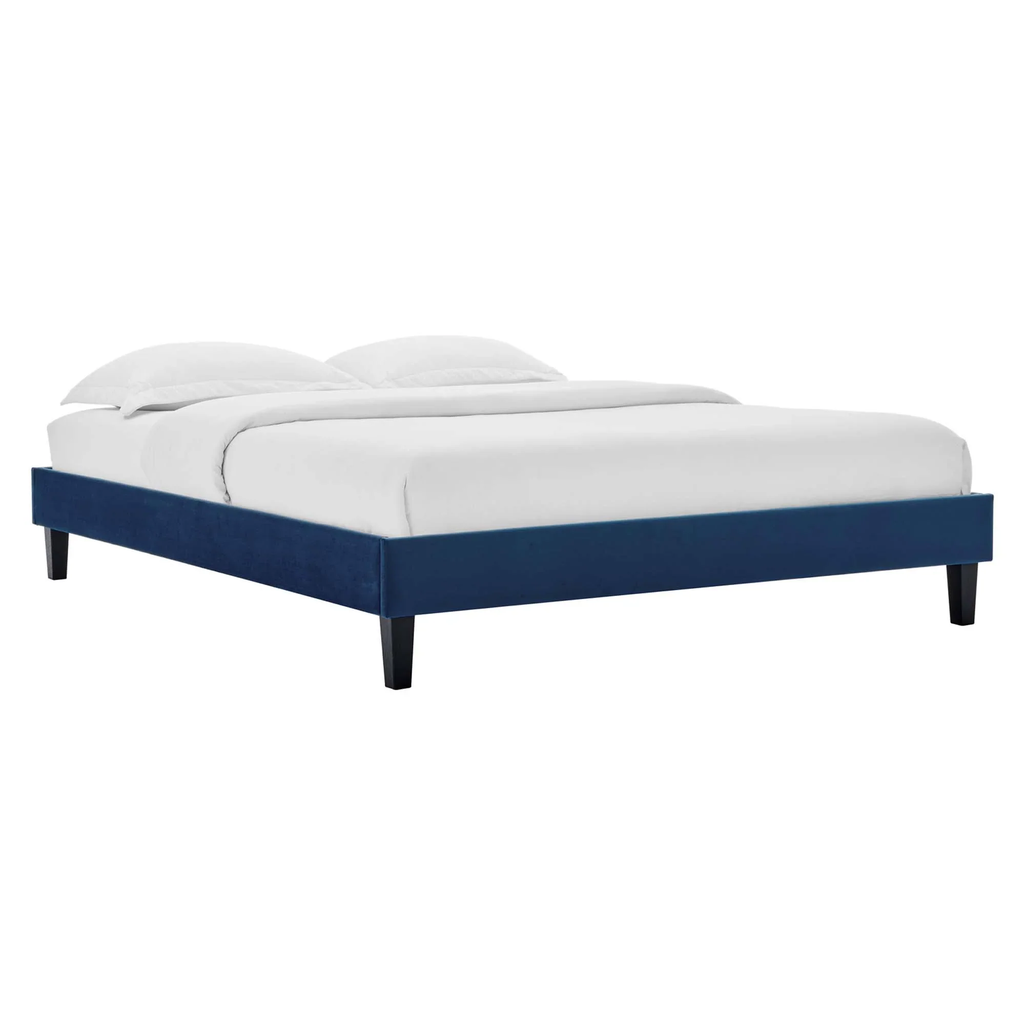 Roxanne Performance Velvet Platform Bed With Black Wood Legs - Image 19