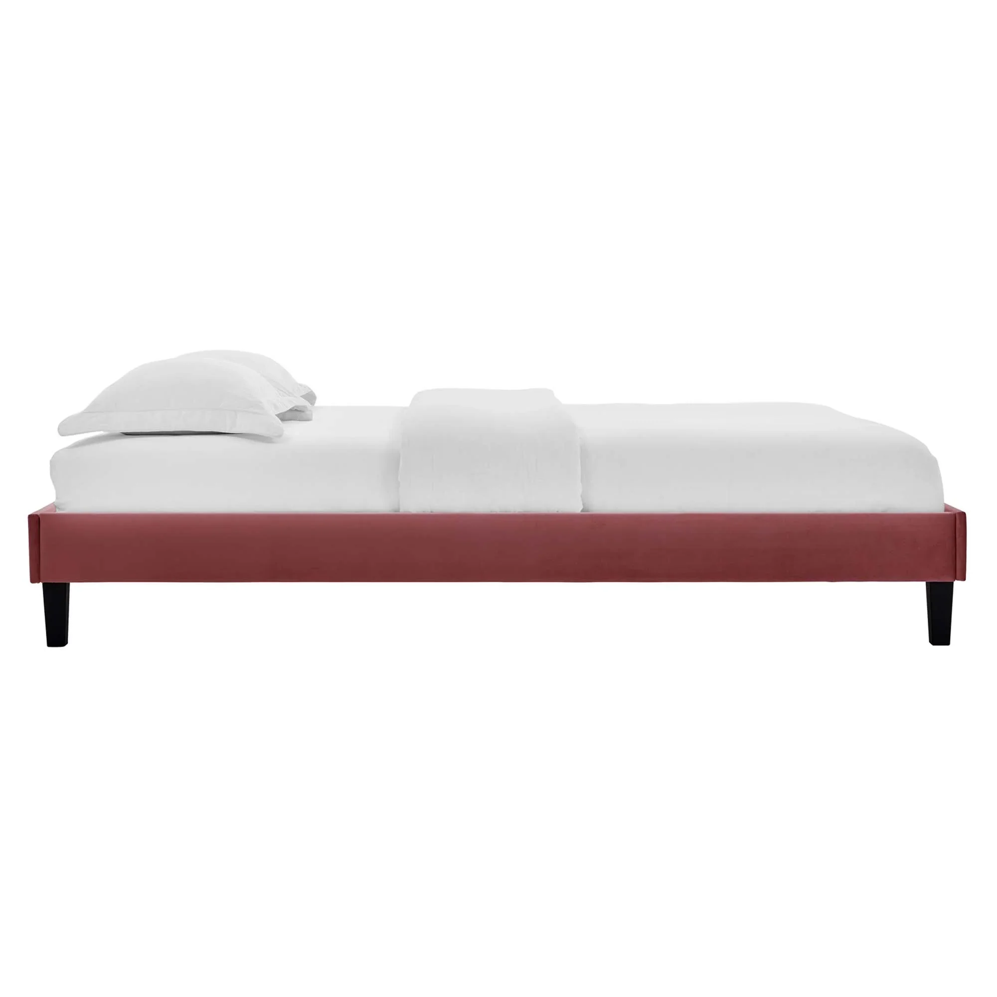 Roxanne Performance Velvet Platform Bed With Black Wood Legs - Image 6