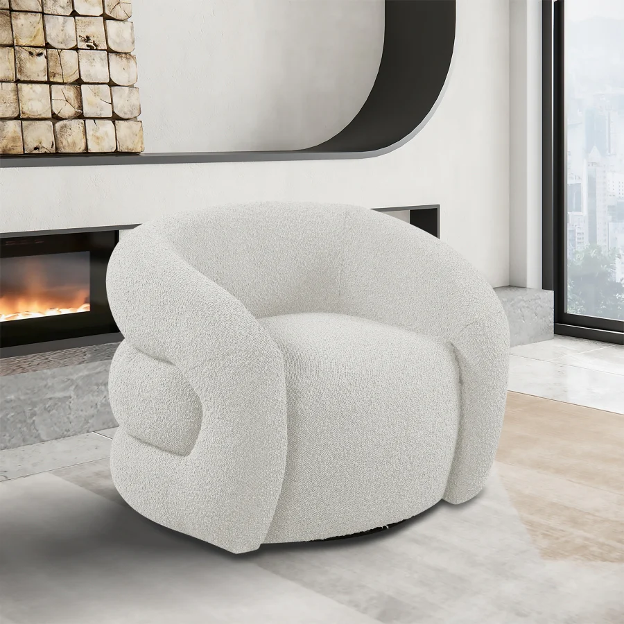Roxbury Boucle Fabric Upholstered Swivel Accent Chair - Image 11