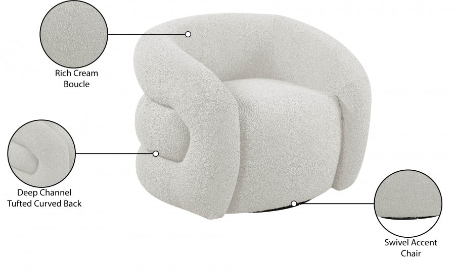 Roxbury Boucle Fabric Upholstered Swivel Accent Chair - Image 18