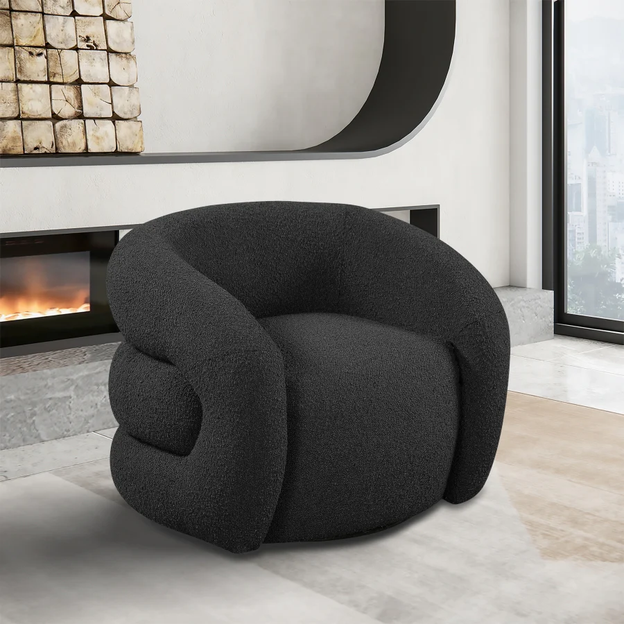 Roxbury Boucle Fabric Upholstered Swivel Accent Chair - Image 2