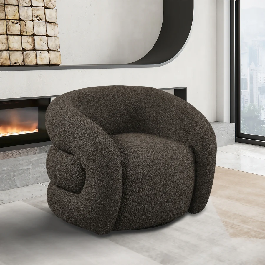 Roxbury Boucle Fabric Upholstered Swivel Accent Chair - Image 29