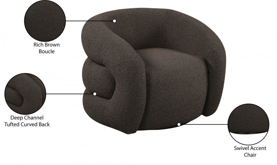 Roxbury Boucle Fabric Upholstered Swivel Accent Chair - Image 36