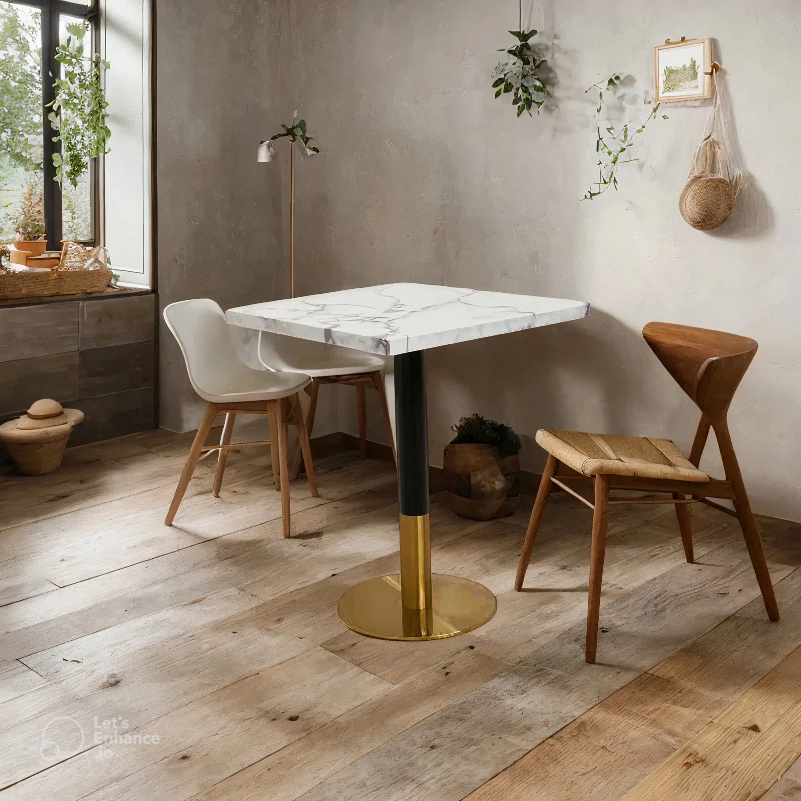 Ruby Square Dining Table (Black Pole) - Image 2