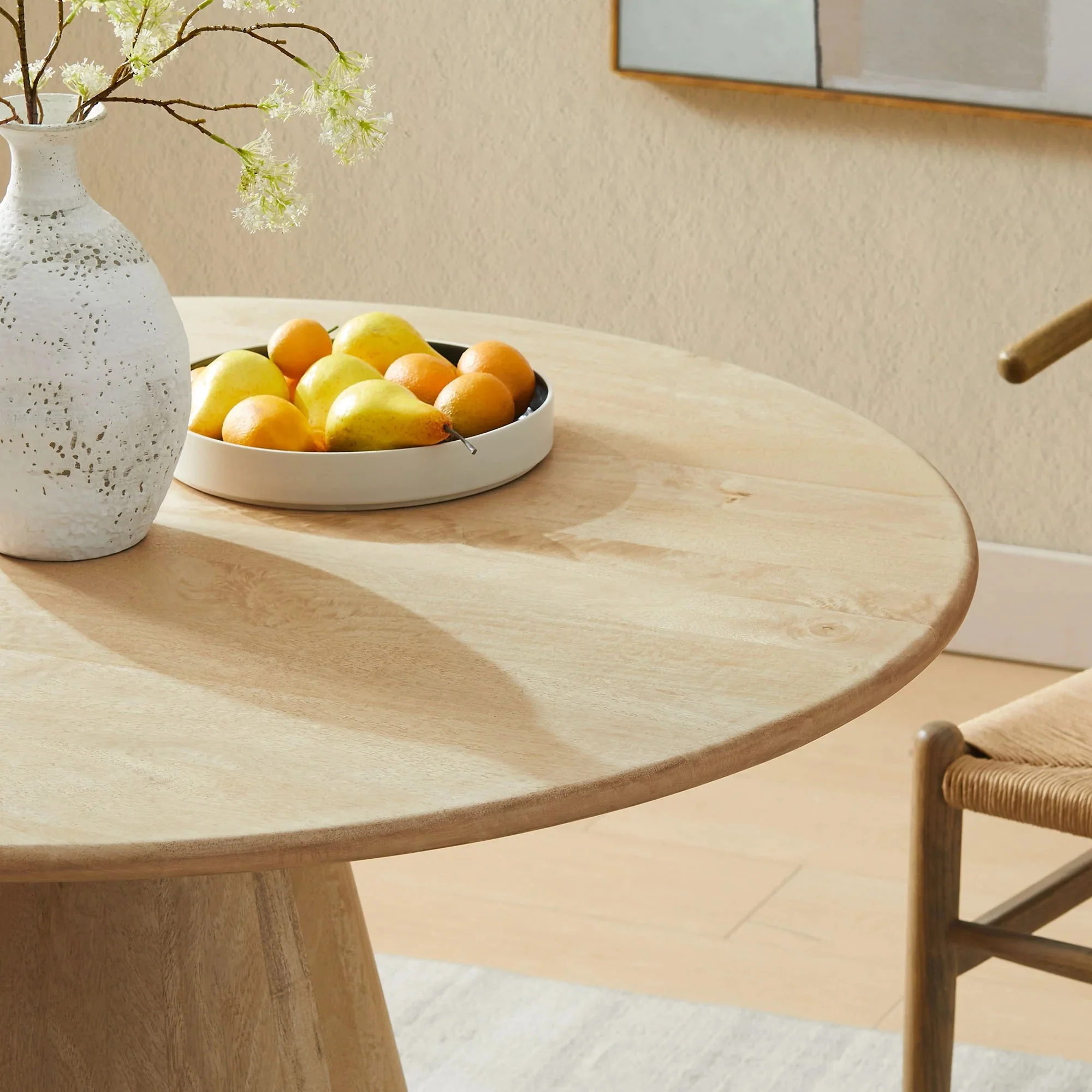 Sabelle 47" Round Wood Dining Table in Natural - Image 3