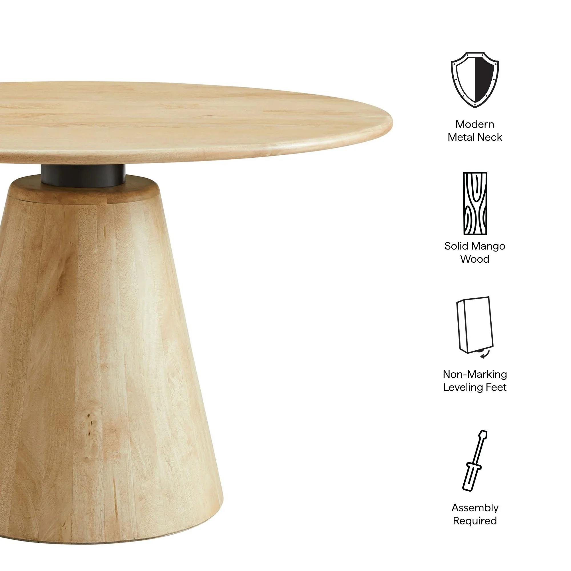 Sabelle 47" Round Wood Dining Table in Natural - Image 7