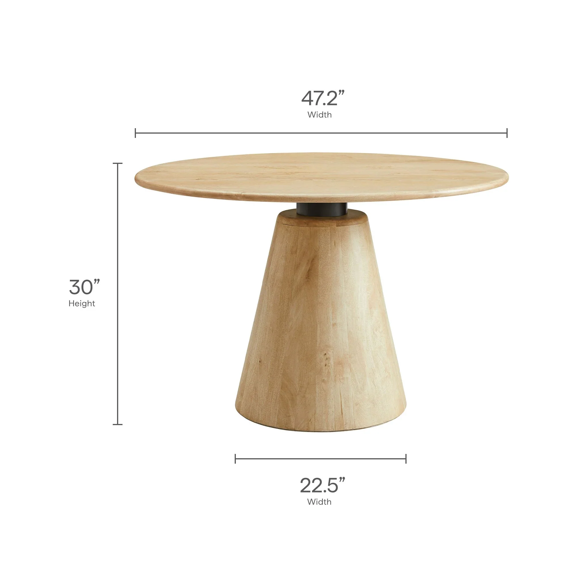 Sabelle 47" Round Wood Dining Table in Natural - Image 8