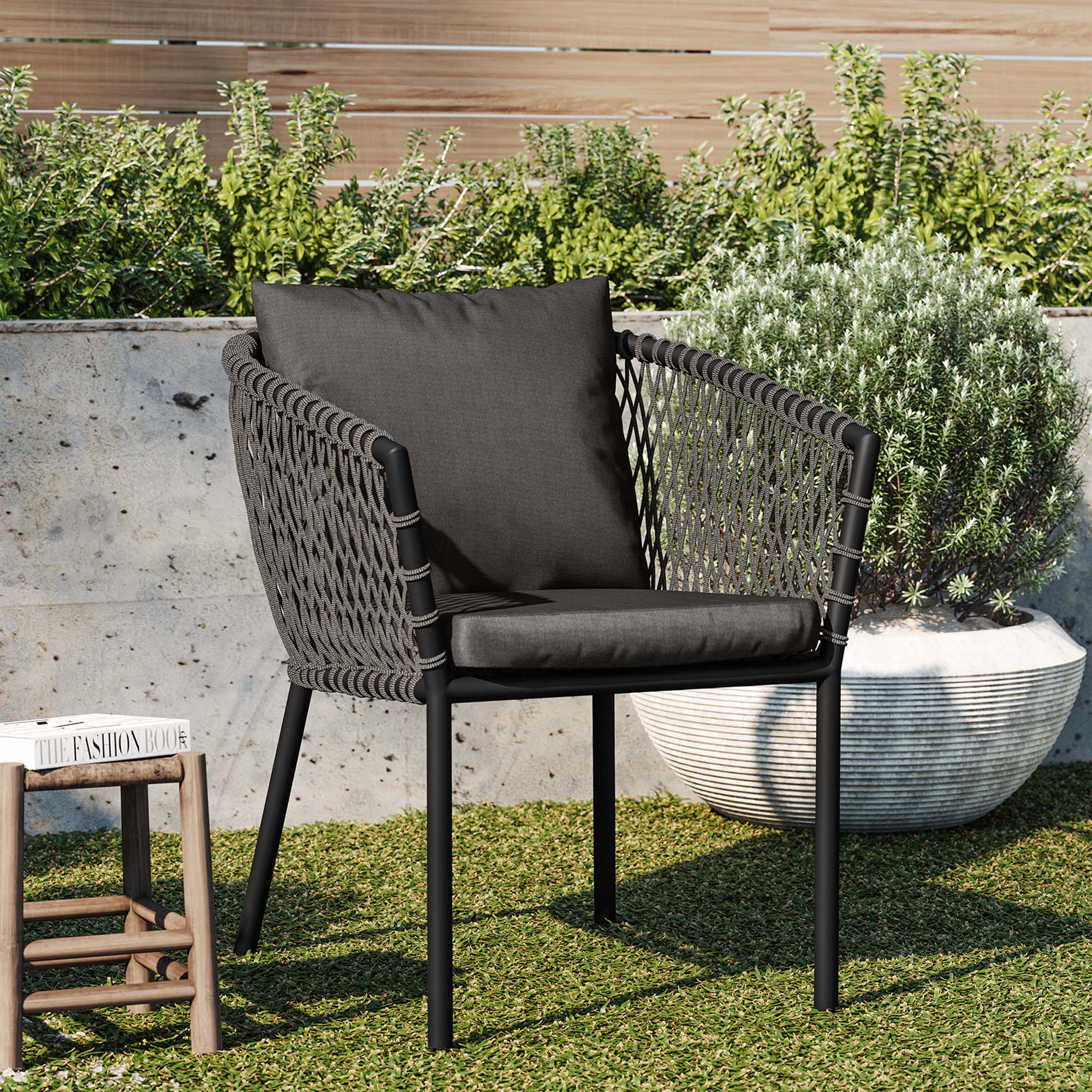Sailor Outdoor Patio Dining Armchair in Charcoal Charcoal - Image 2