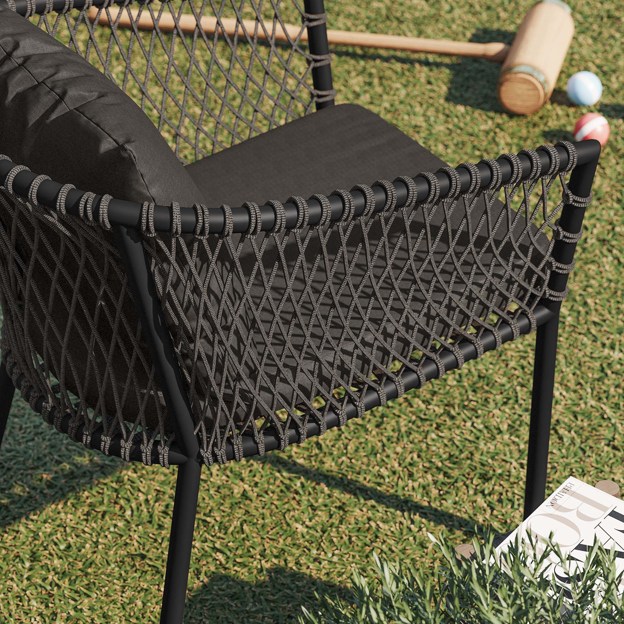 Sailor Outdoor Patio Dining Armchair in Charcoal Charcoal - Image 3