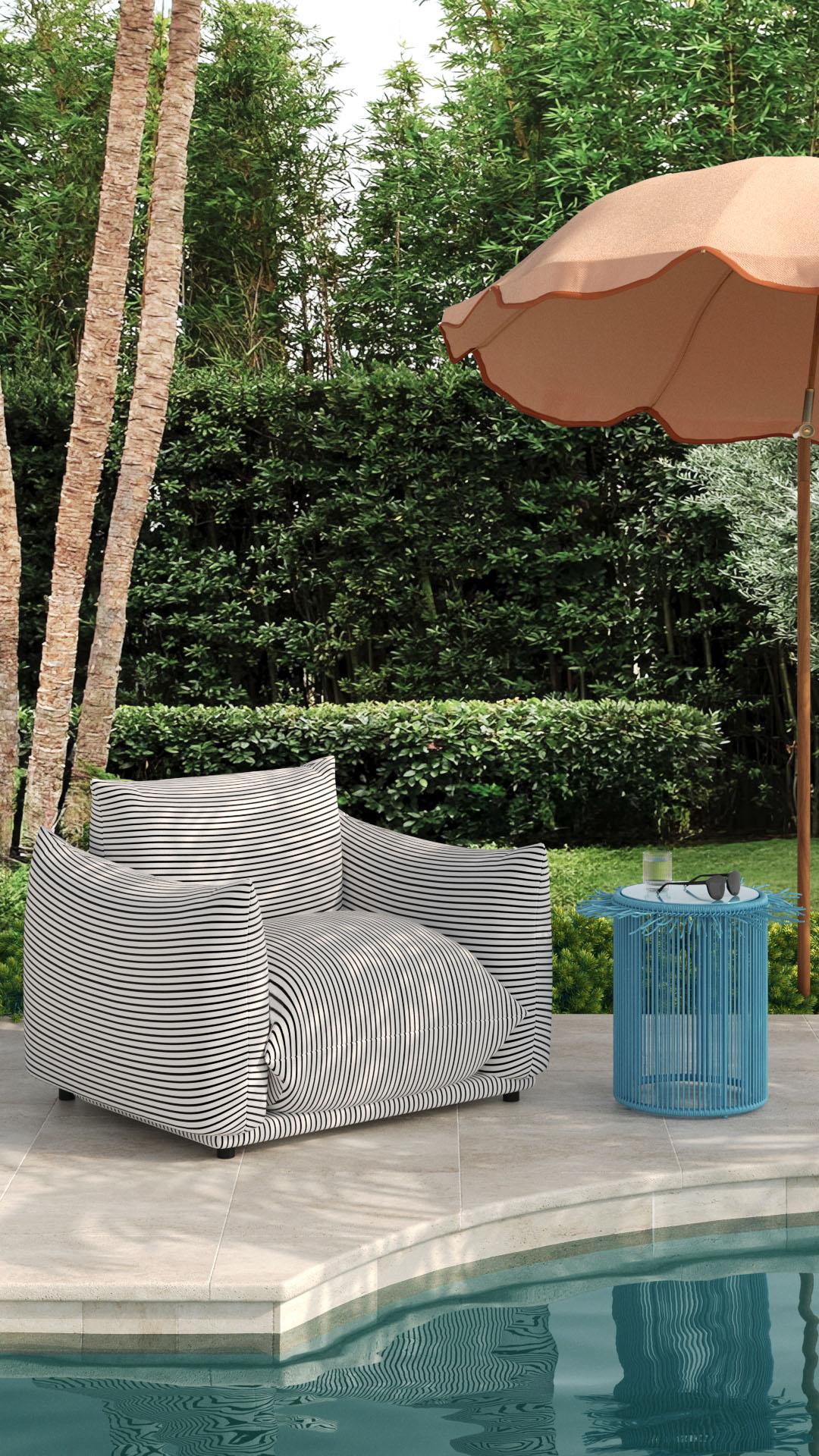Saint Tropez Striped Stuffed Indoor / Outdoor Armchair - Image 7