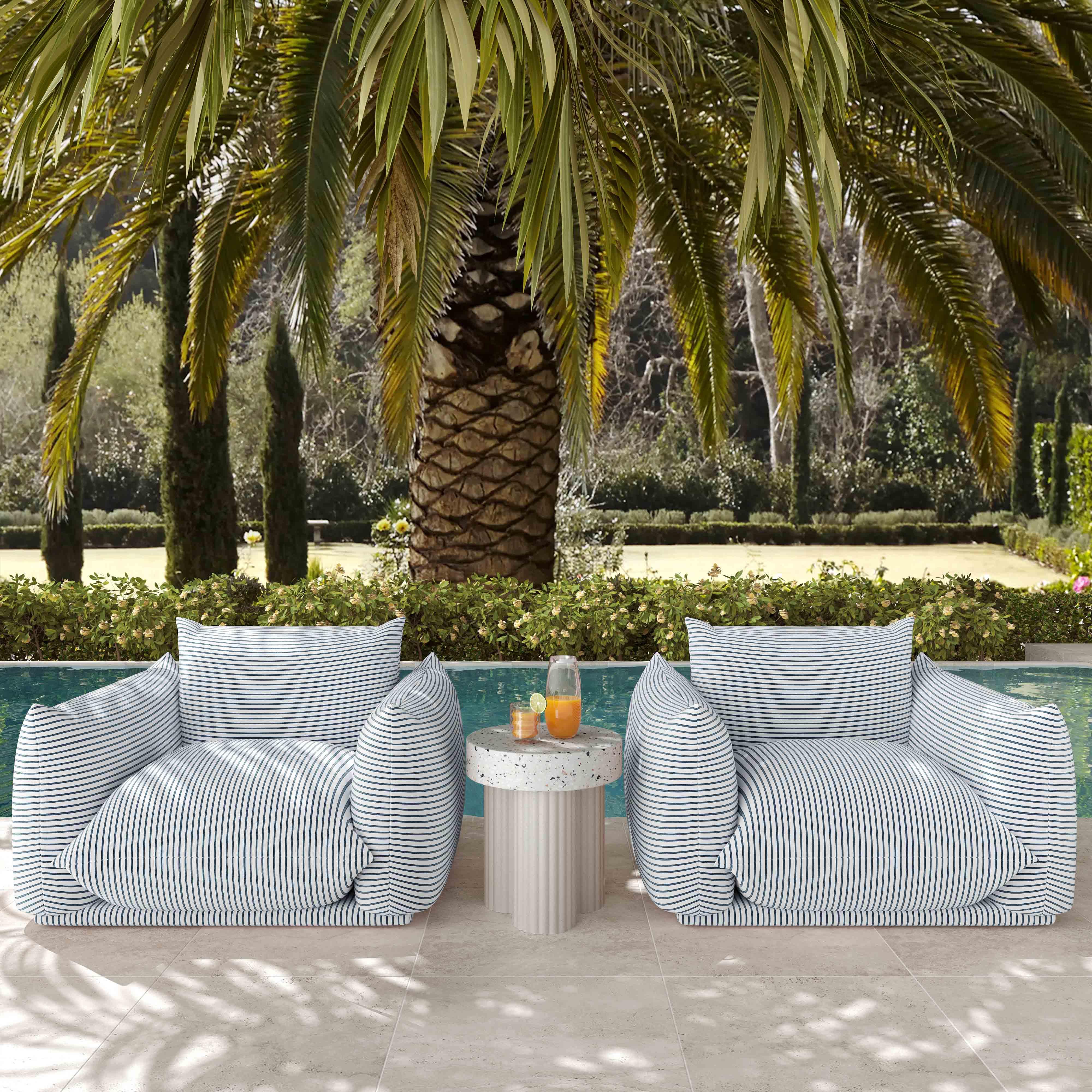 Saint Tropez Striped Stuffed Indoor / Outdoor Armchair - Image 9