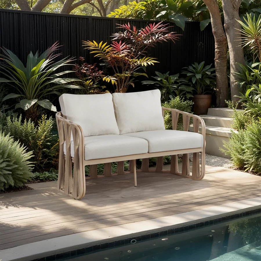 San Pietro Resilient Waterproof Fabric Upholstered Outdoor Patio Loveseat - Image 11