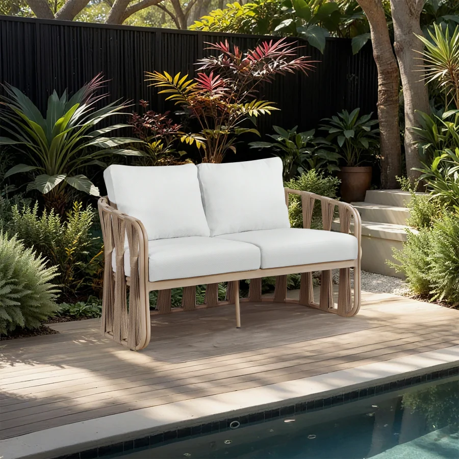 San Pietro Resilient Waterproof Fabric Upholstered Outdoor Patio Loveseat - Image 2
