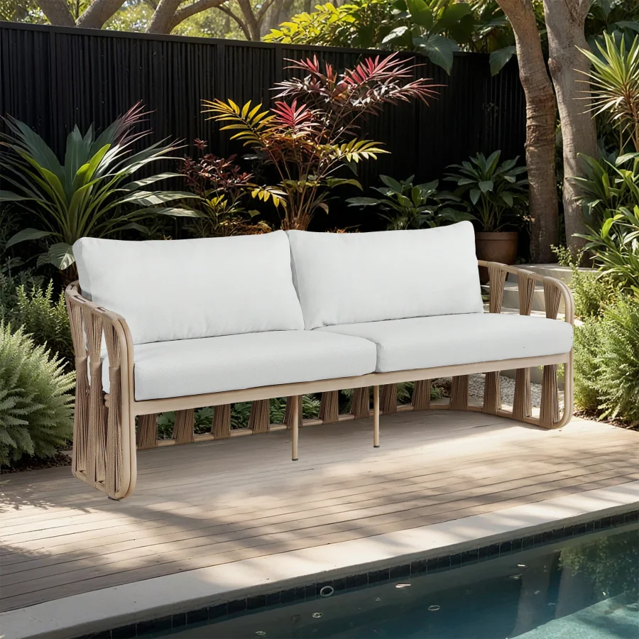 San Pietro Resilient Waterproof Fabric Upholstered Outdoor Patio Sofa - Image 2