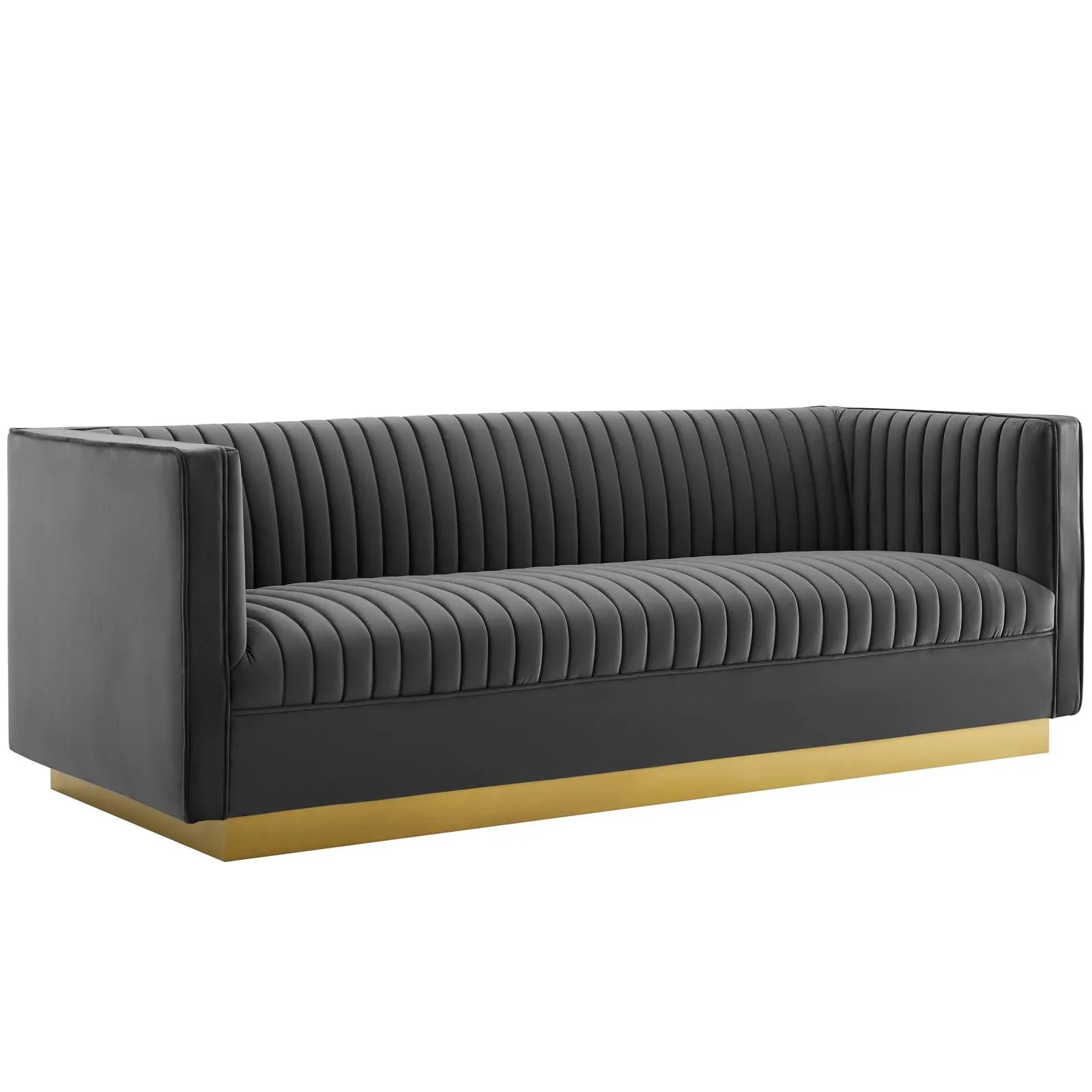 Sanguine 3 Piece Vertical Channel Tufted Upholstered Performance Velvet Set - Image 3