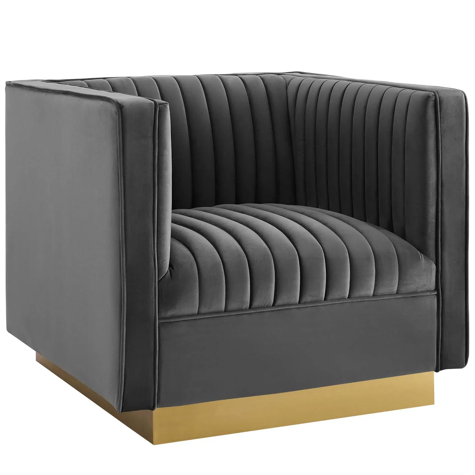 Sanguine 3 Piece Vertical Channel Tufted Upholstered Performance Velvet Set - Image 4