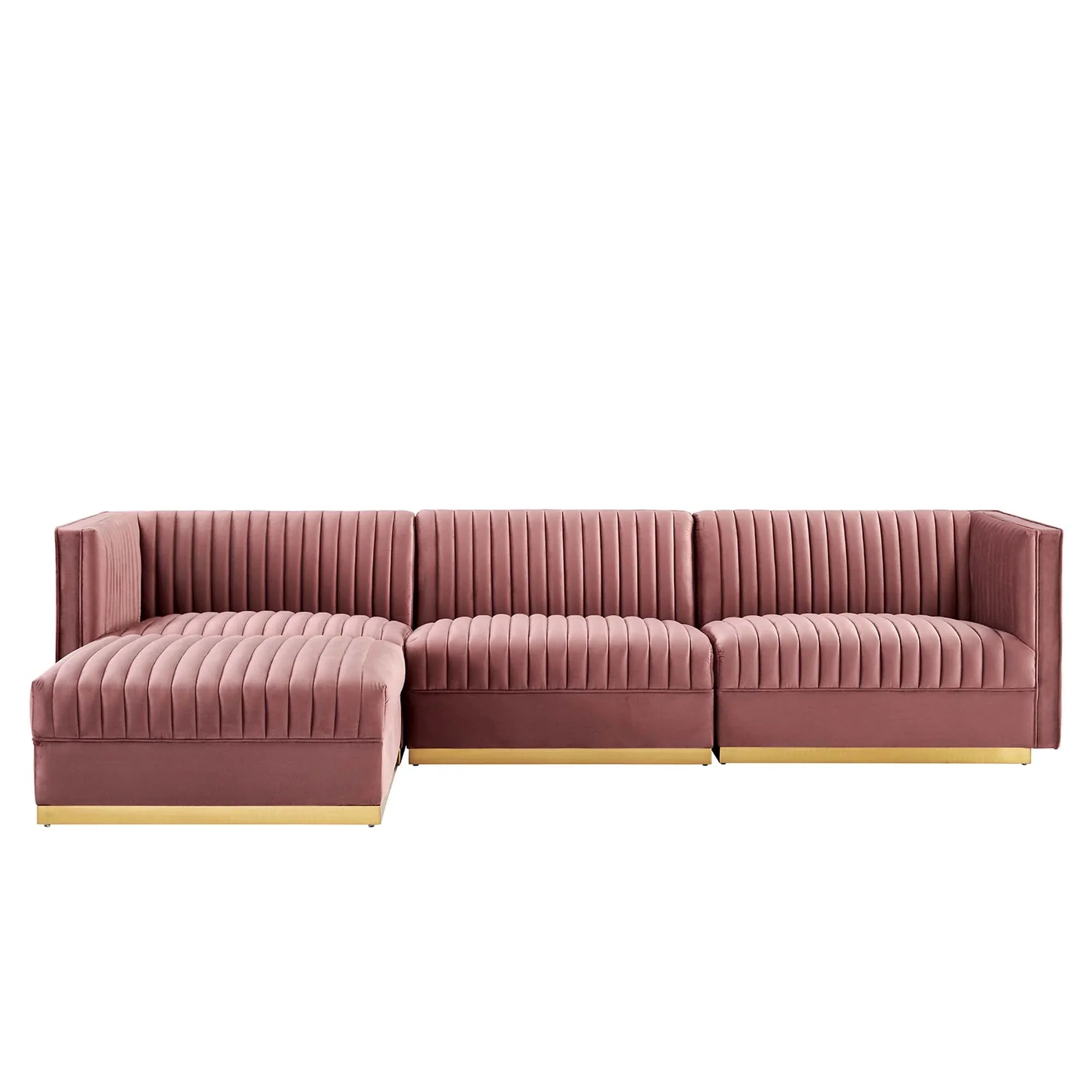 Sanguine 4-Piece Channel Tufted Performance Velvet Modular Sectional Sofa - Image 10
