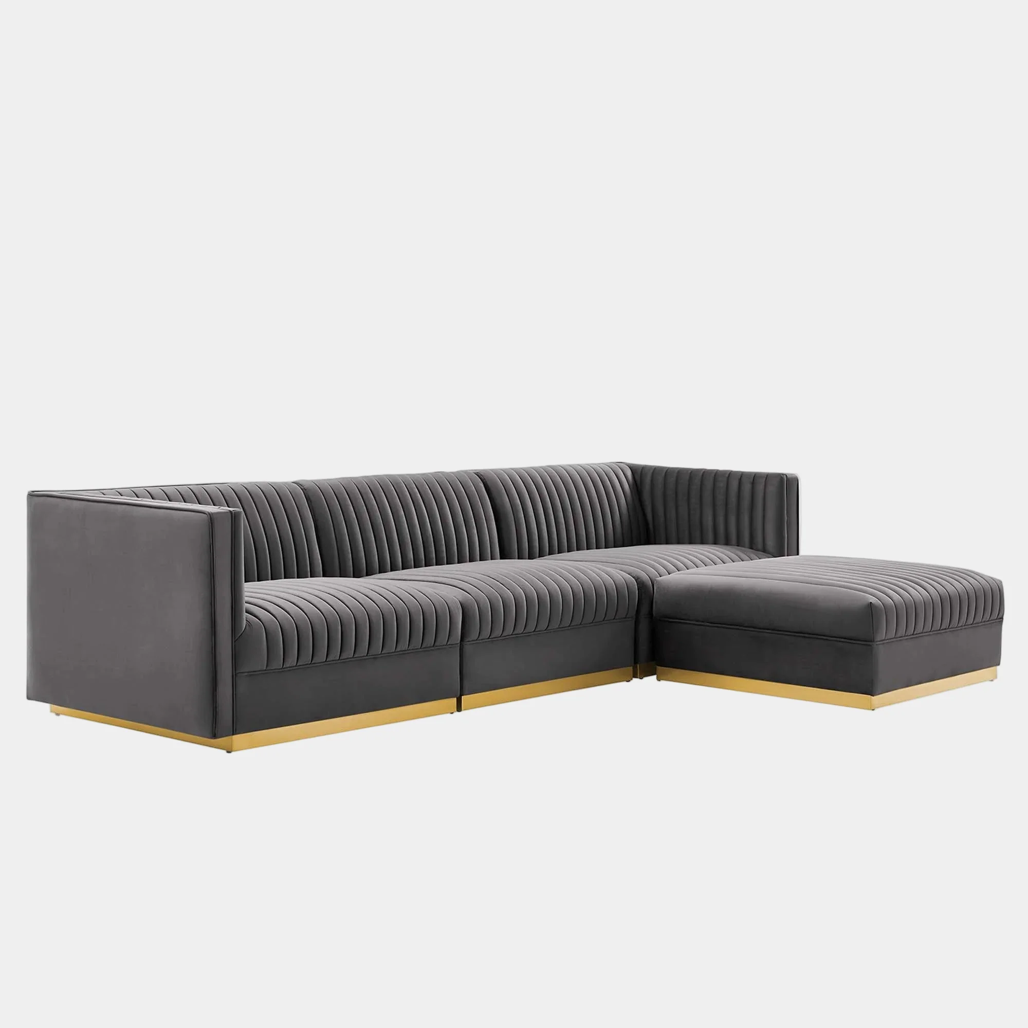 Sanguine 4-Piece Channel Tufted Performance Velvet Modular Sectional Sofa - Image 15