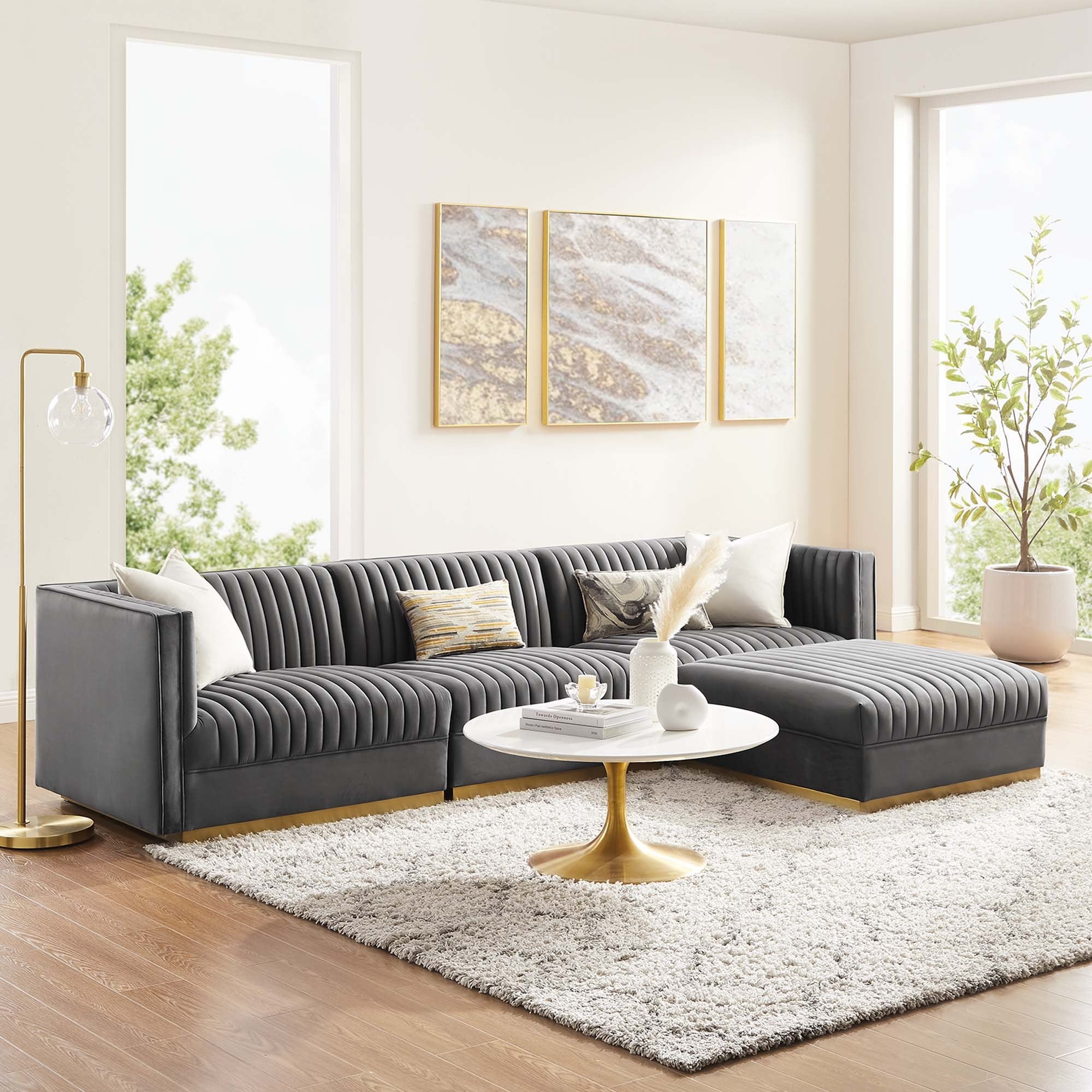Sanguine 4-Piece Channel Tufted Performance Velvet Modular Sectional Sofa - Image 16