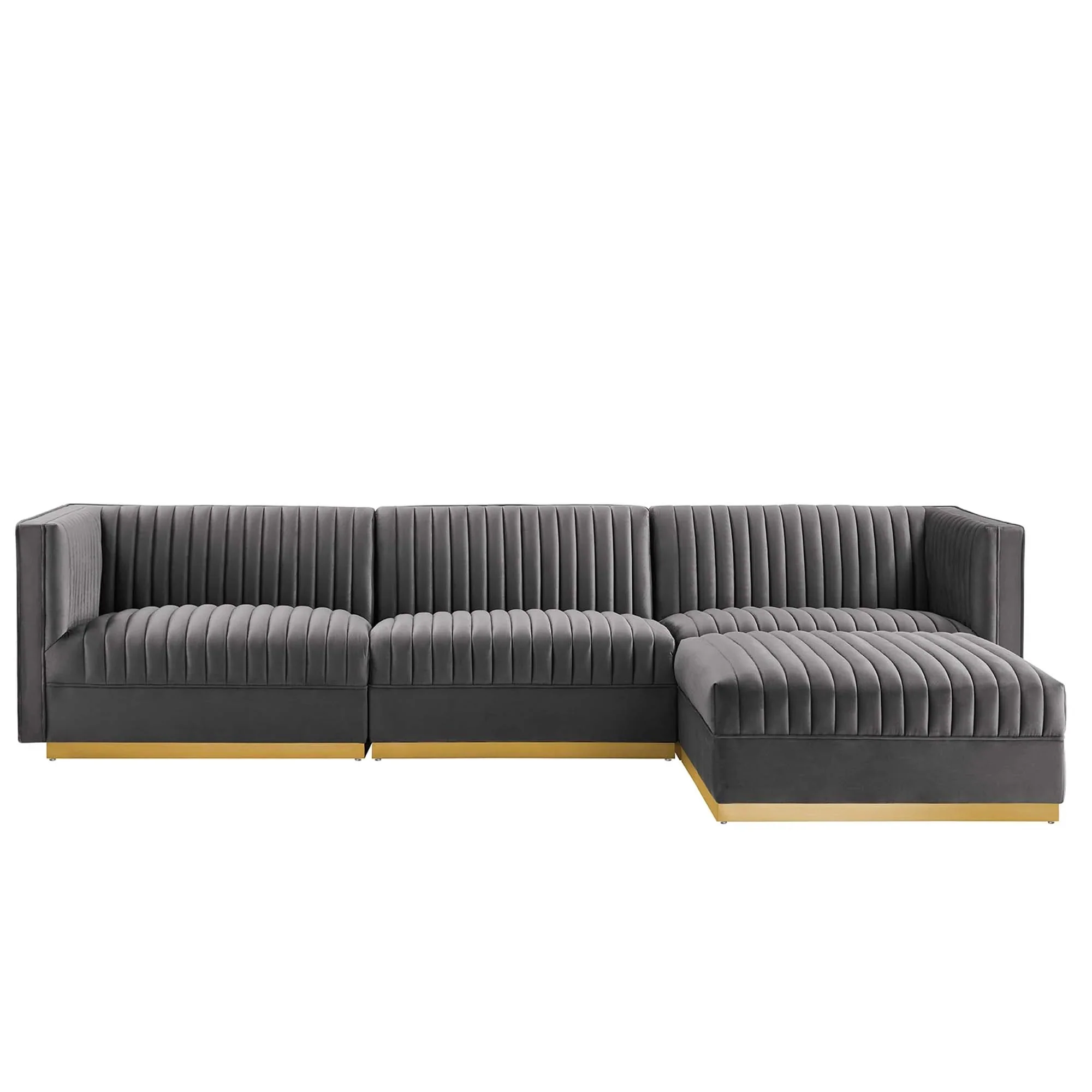 Sanguine 4-Piece Channel Tufted Performance Velvet Modular Sectional Sofa - Image 21